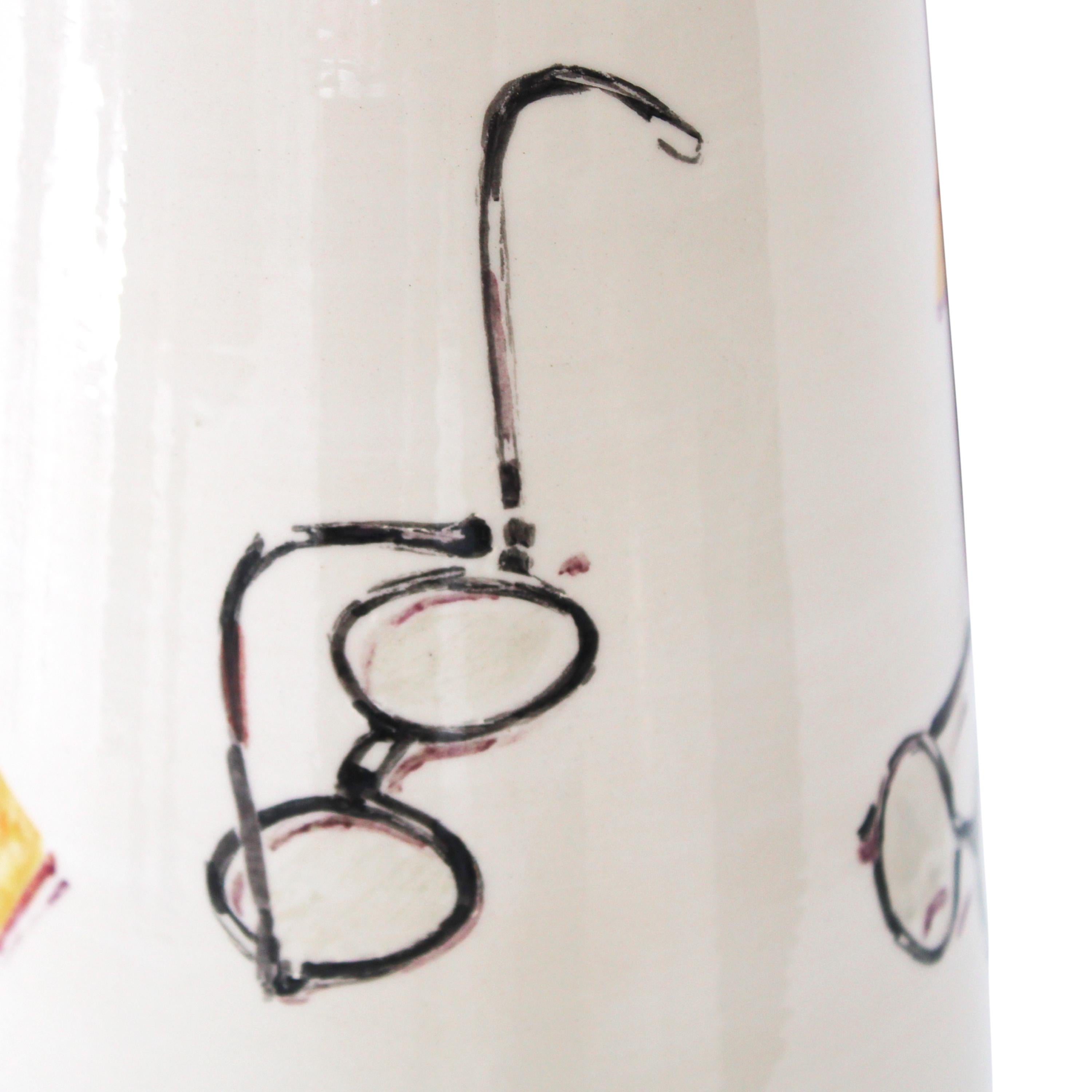 Ceramica Vaso Mondrian 'Bicchieri e righello' Disegnato da Teresa Moro per The Table Project in vendita