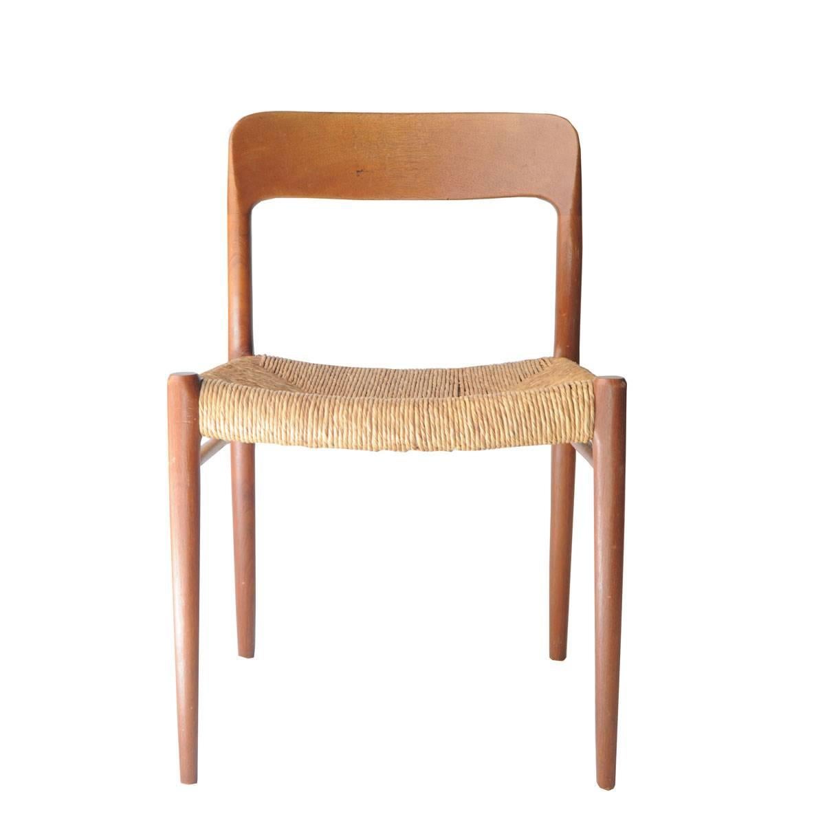 Mid-Century Modern Set of Four Chairs Designed by N.Ö. Møller, Denmark, 1950