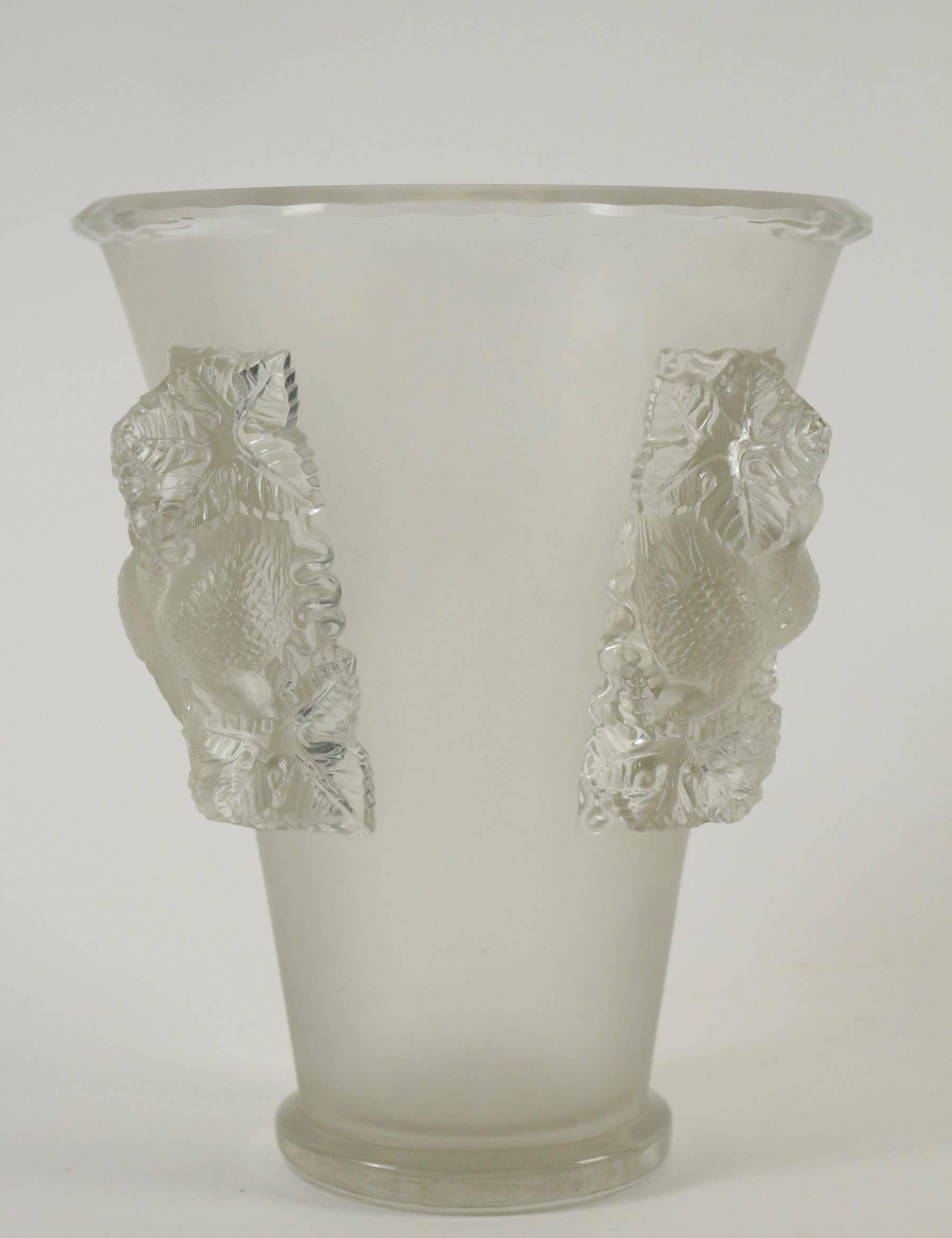 Mid-20th Century Rene Lalique Vase Saint-Emilion