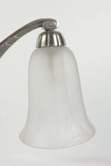 Rene Lalique Shade "Campanules" with his Double Silvered Bronze Lamp Base
