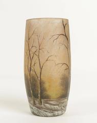 Daum Enameled Glass 'Winter Landscape' Vase