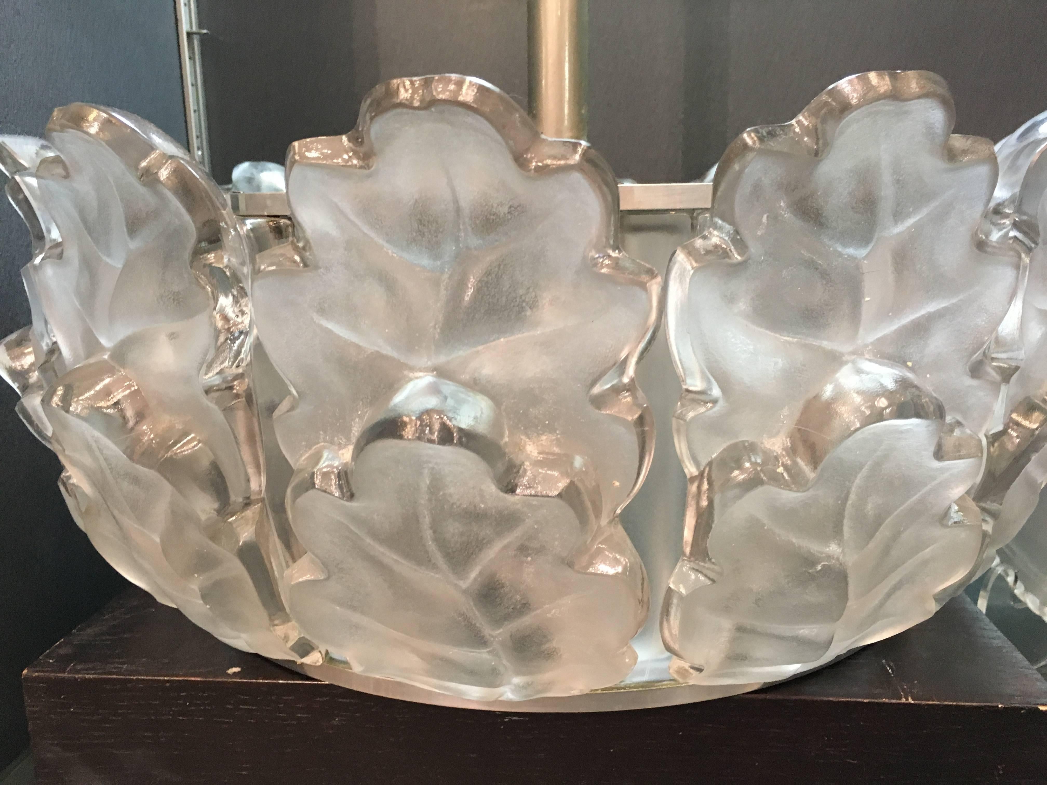 Mid-20th Century Marc Lalique Molded Frosted Glass and Metal 