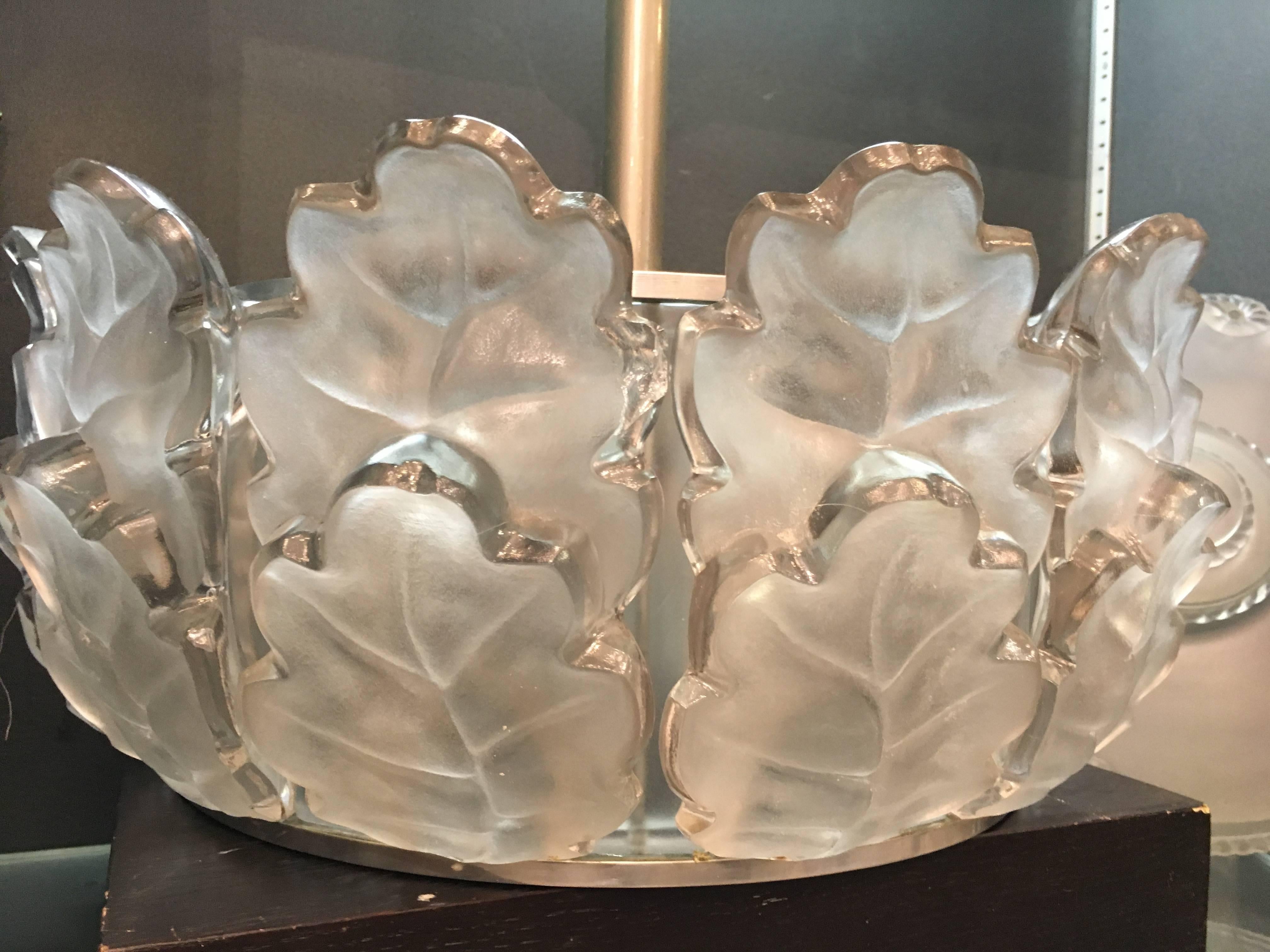 Marc Lalique Molded Frosted Glass and Metal 