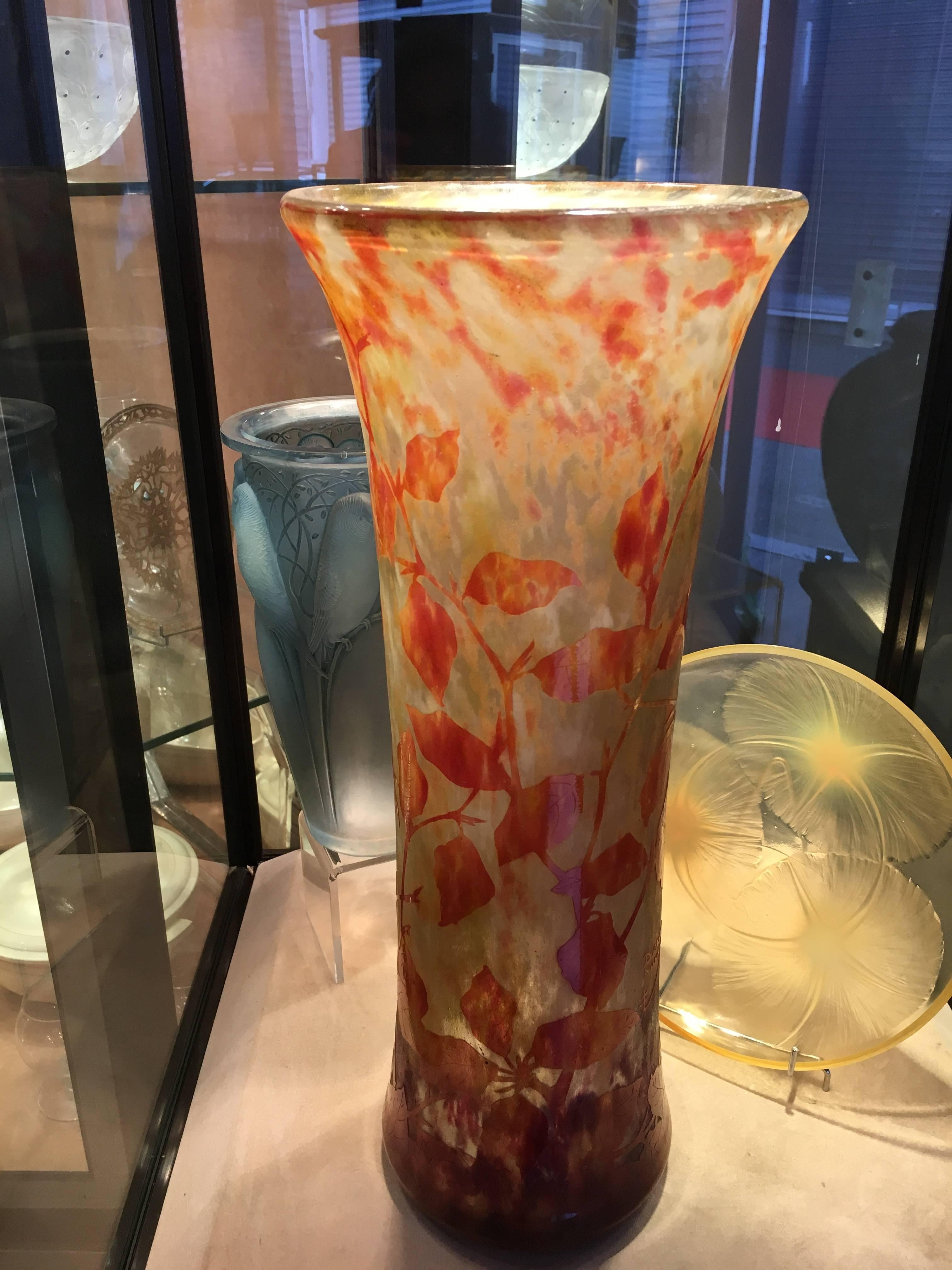 Art Nouveau Daum Nancy Important Cameo Art Glass Vase