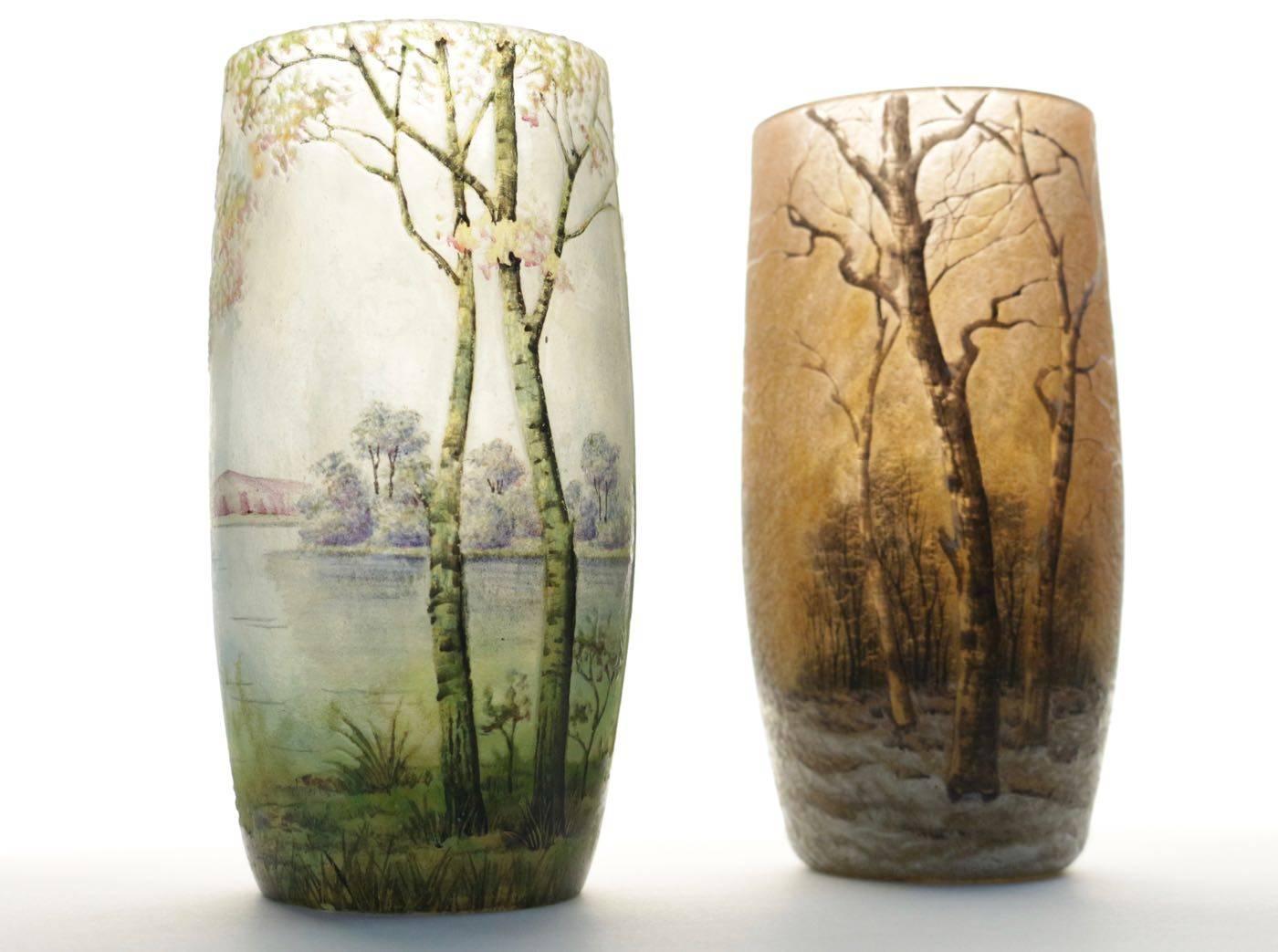 Daum Enameled Glass 'Sprint Landscape' Vase In Good Condition In Saint-Ouen, FR