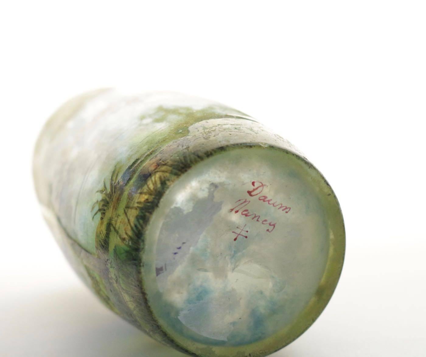 Art Glass Daum Enameled Glass 'Sprint Landscape' Vase