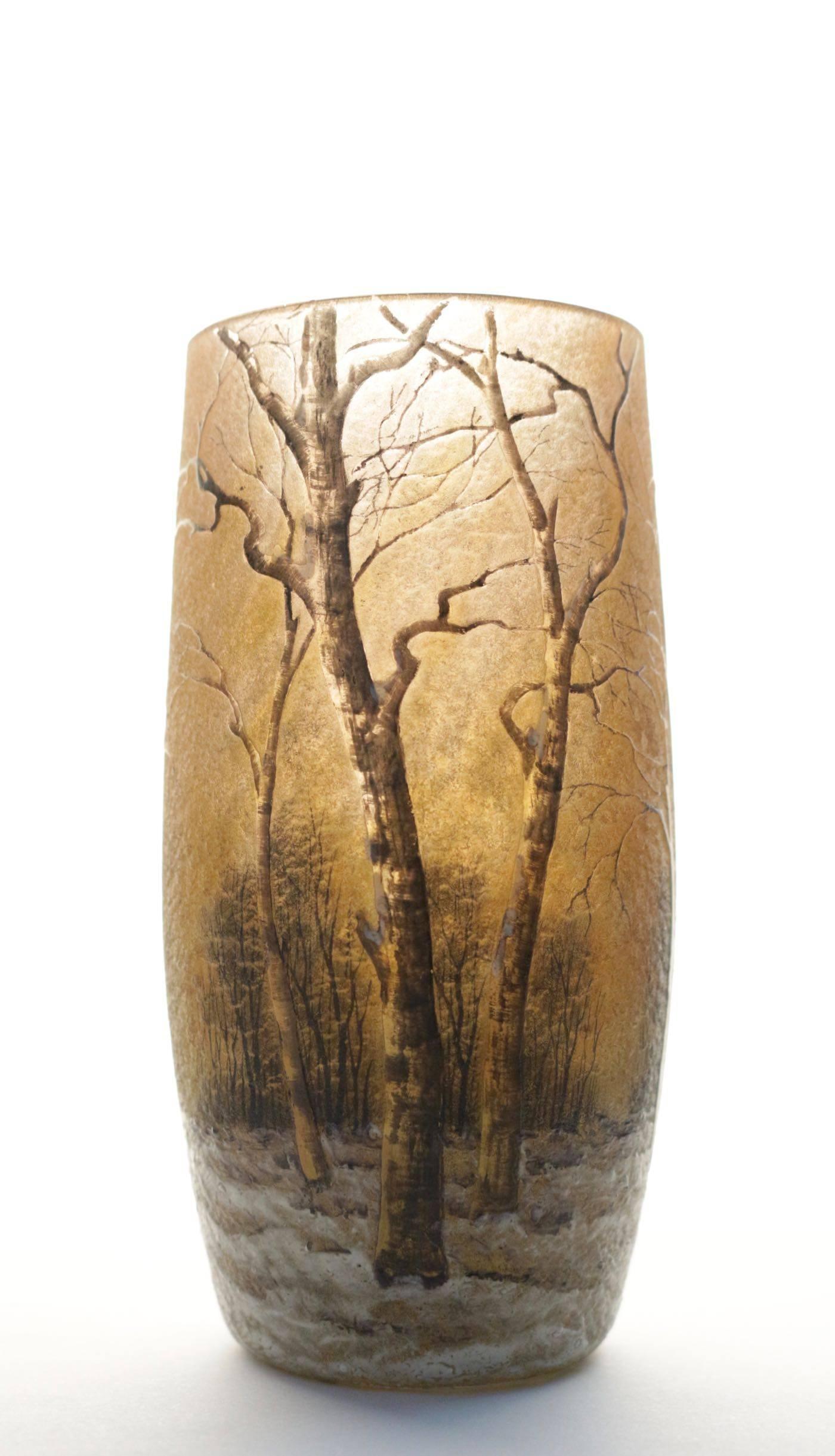 Daum Enameled Glass 'Sprint Landscape' Vase 1