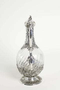 Victor Boivin French Sterling and Crystal "Aiguière" Claret Jug, circa 1880