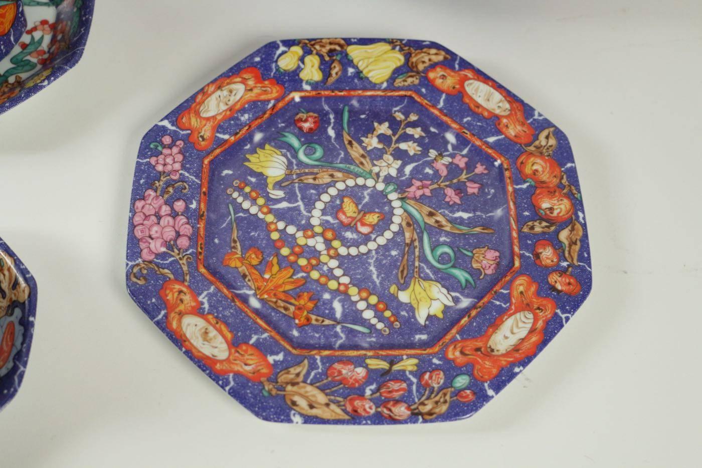 Late 20th Century Hermes Marqueterie De Pierres D'orient Et D'occident Dinnerware Service 60 Piece