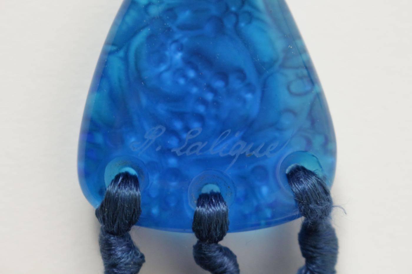 French René Lalique Blue Pendant 