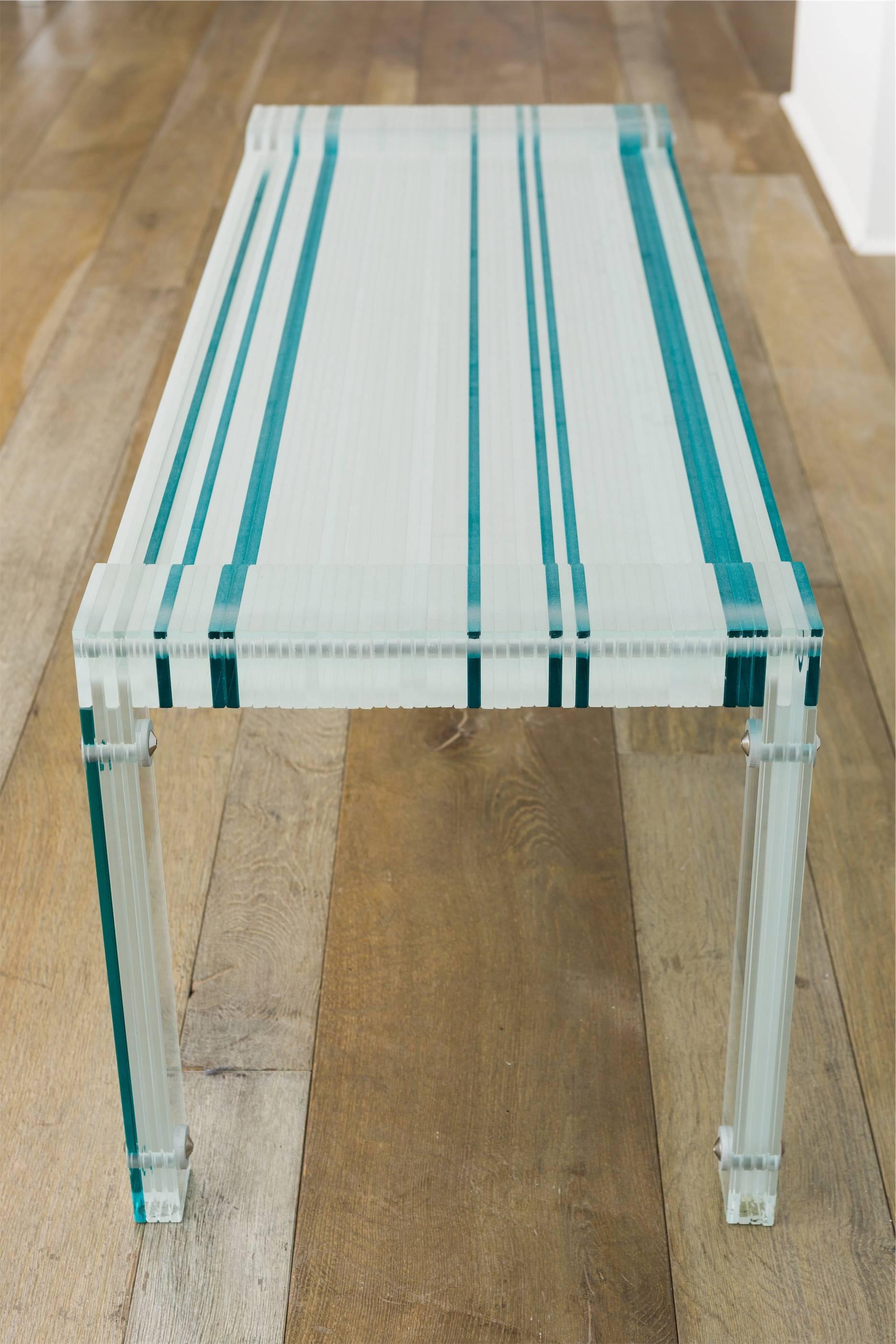 French Contemporary Bench 'BENCH.GG.17' by Thomas Lemut in Tempered Glass  For Sale
