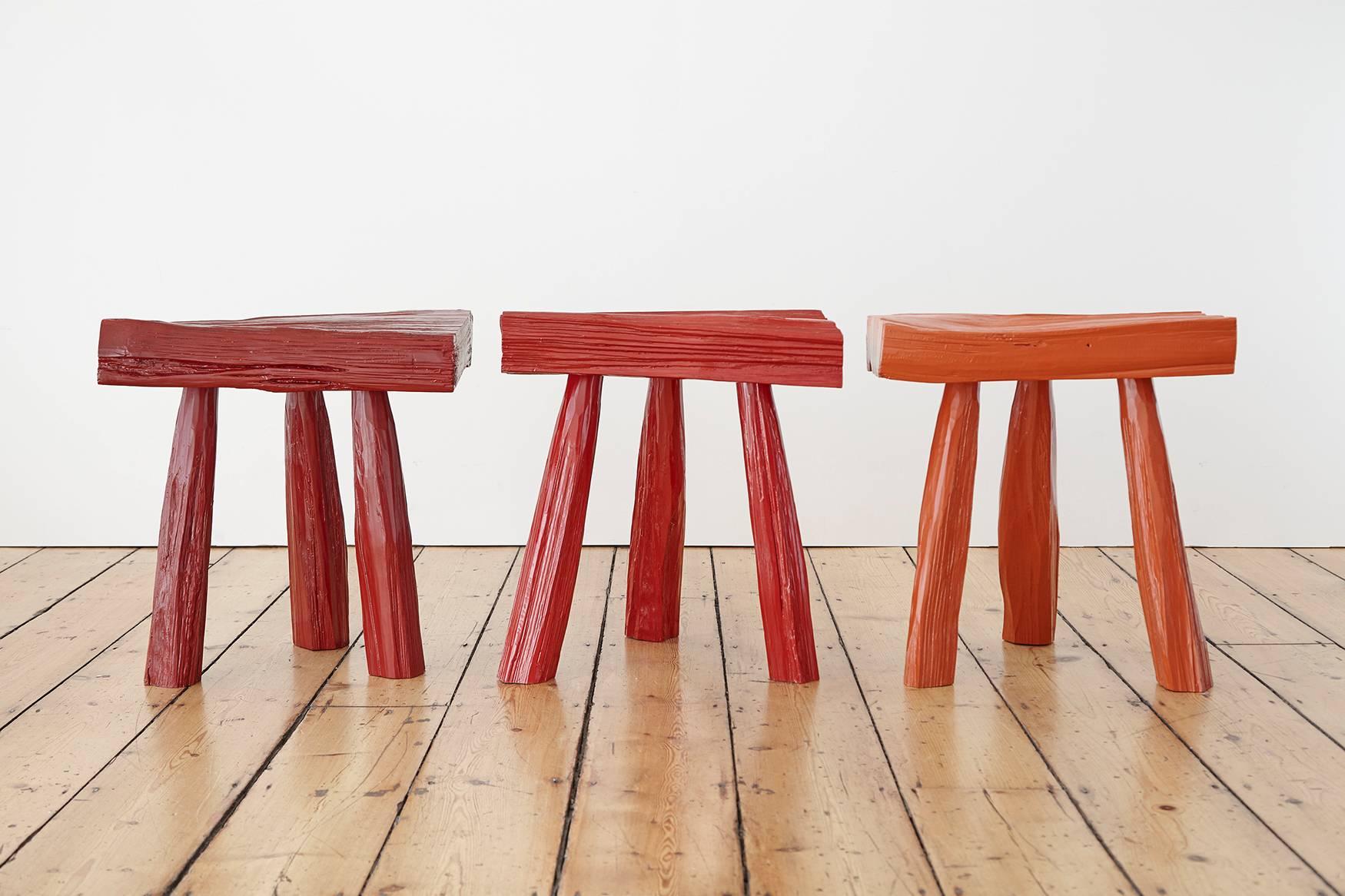Japanese Urushi Stool Red, Max Lamb, 2016 For Sale