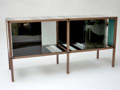 Contemporary Cabinet 'Wood Glass 16' Thomas Lemut in Rosewood Walnut and Glass