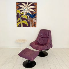 Vintage Ekornes Stressless Regent Leather Recliner Armchair with Ottoman, 1980s