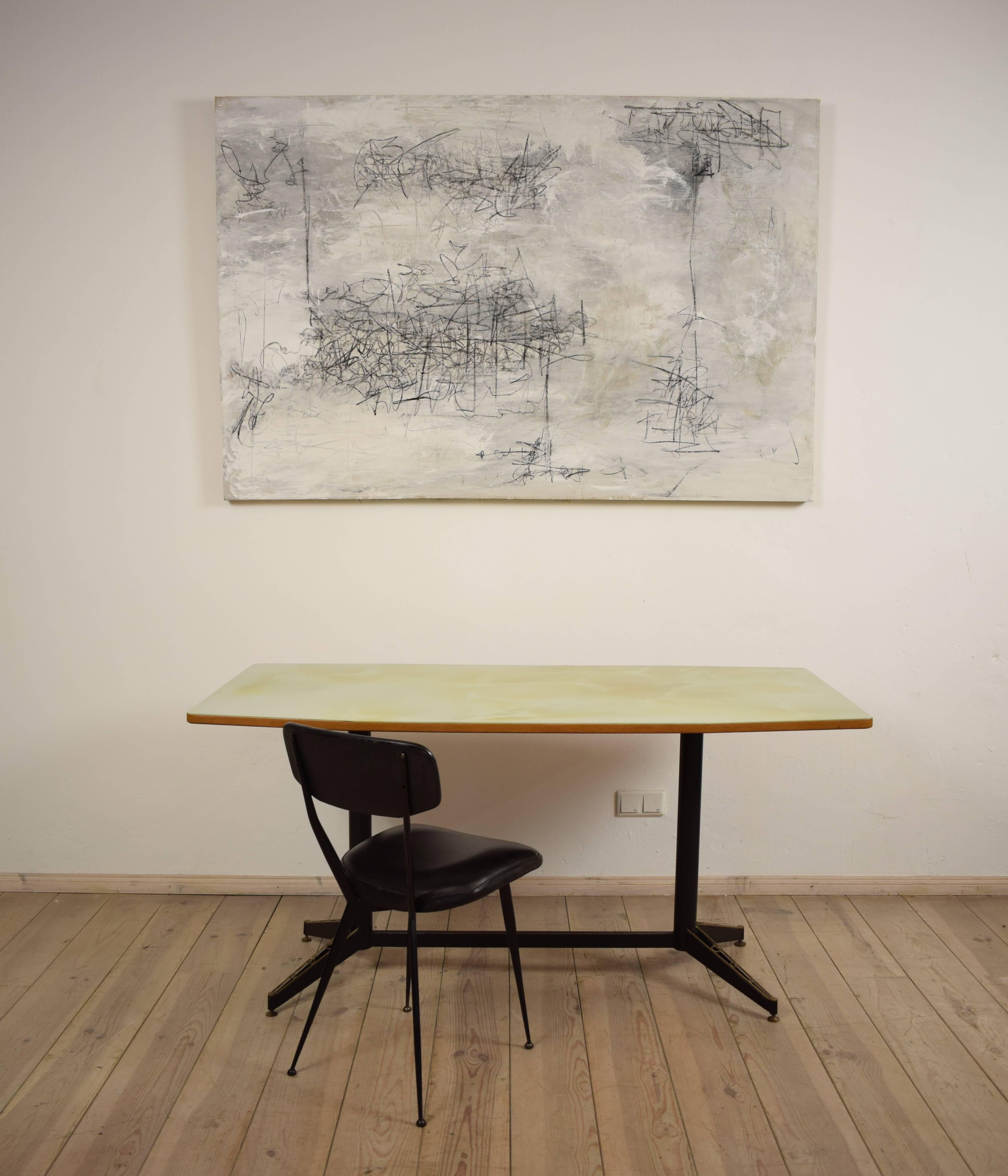 20th Century Mid-Century Italian Glass Top Dining Table, 1950s