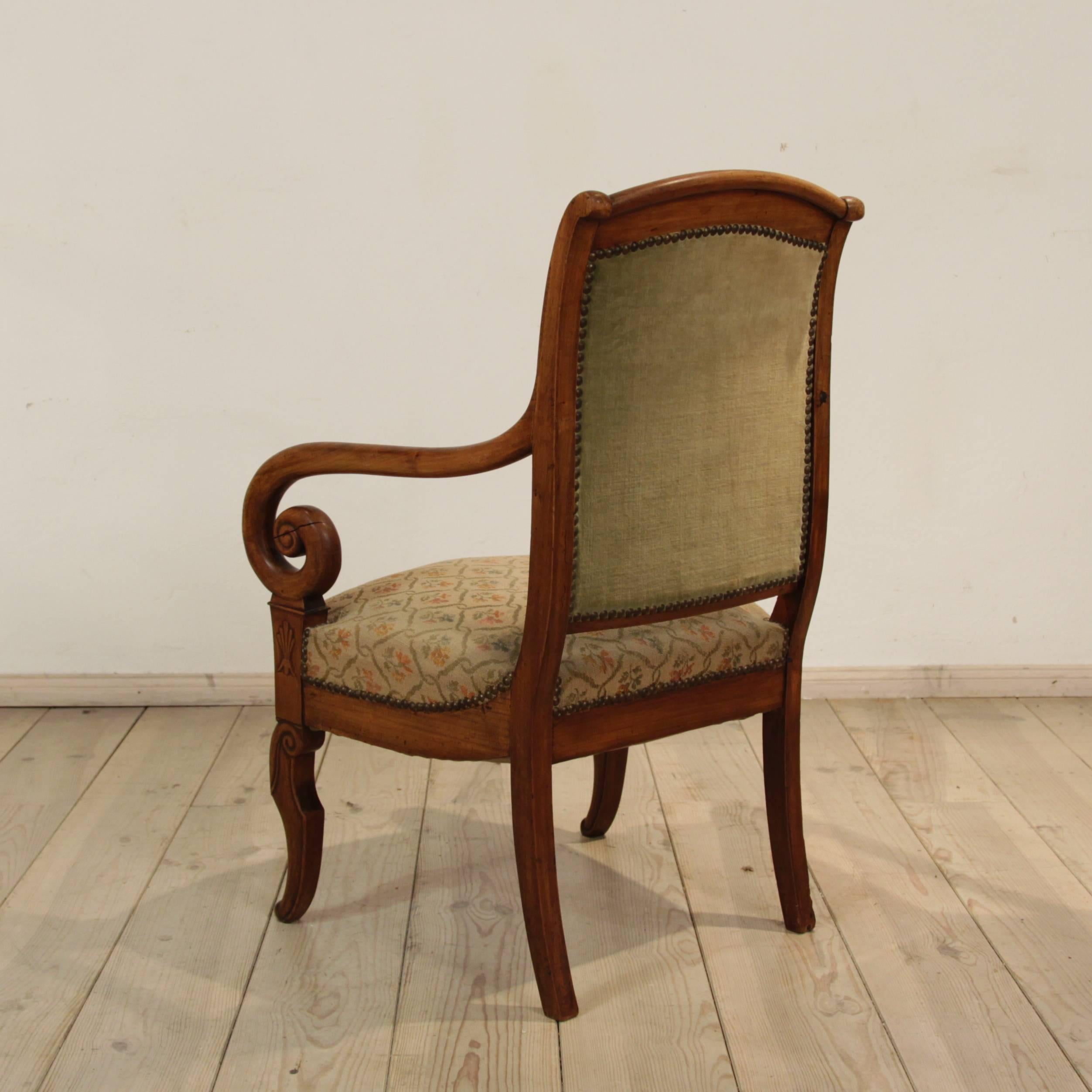 19th Century French Louis Philippe Carved Cherry Armchair 2