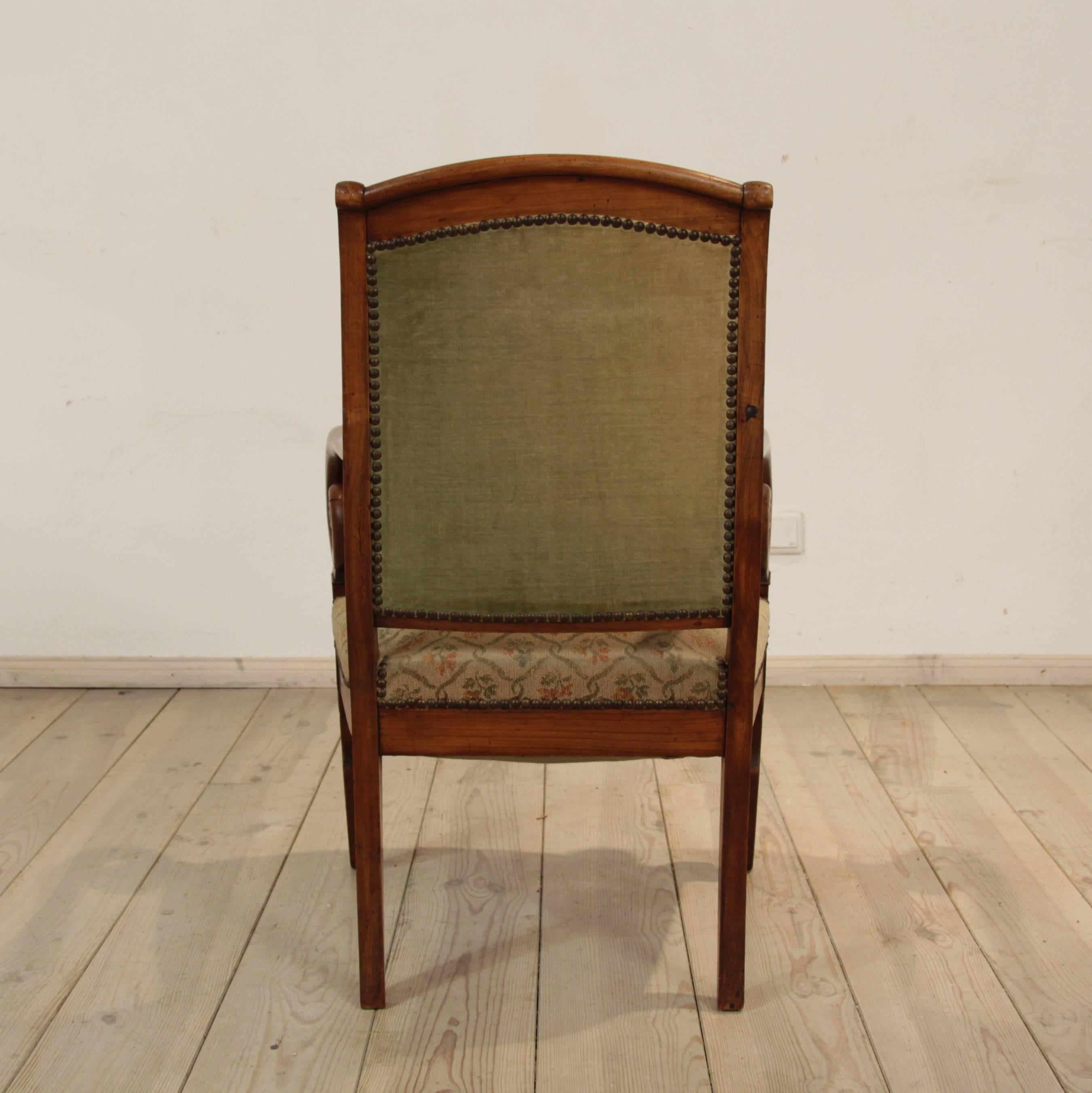 19th Century French Louis Philippe Carved Cherry Armchair 3