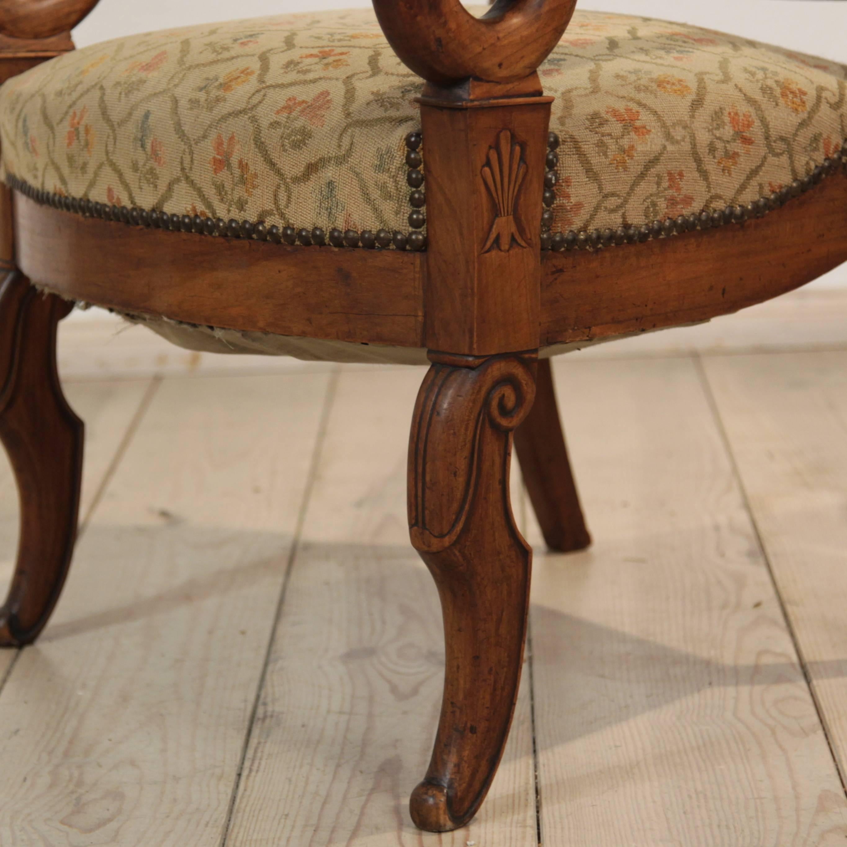19th Century French Louis Philippe Carved Cherry Armchair 7