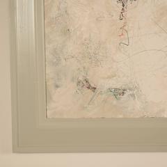 Zeitgenössische moderne abstrakte Malerei  Acryl auf Karton in einem grauen Holzrahmen