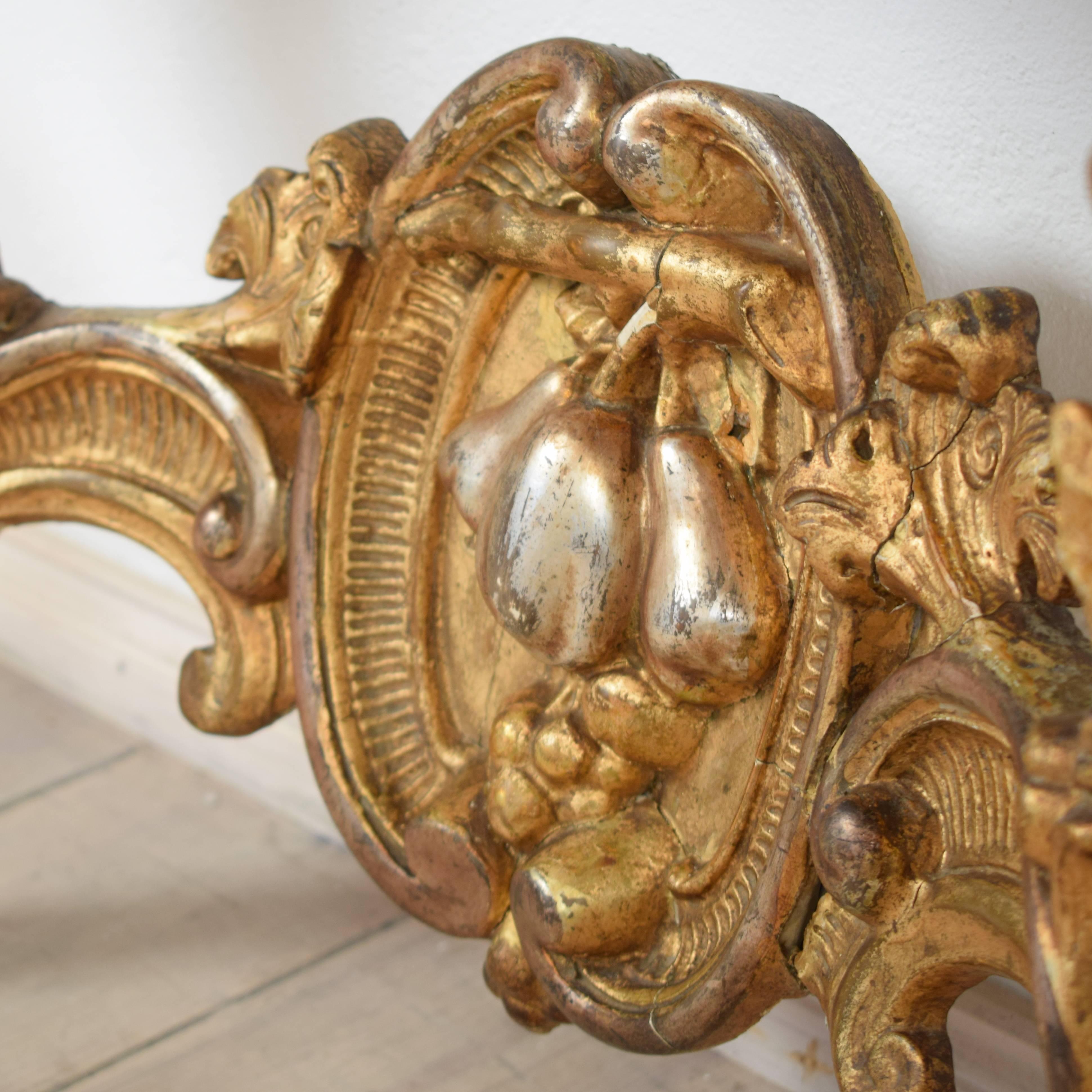 19th Century Gilded and Silvered Console Table with a Marble Top 2