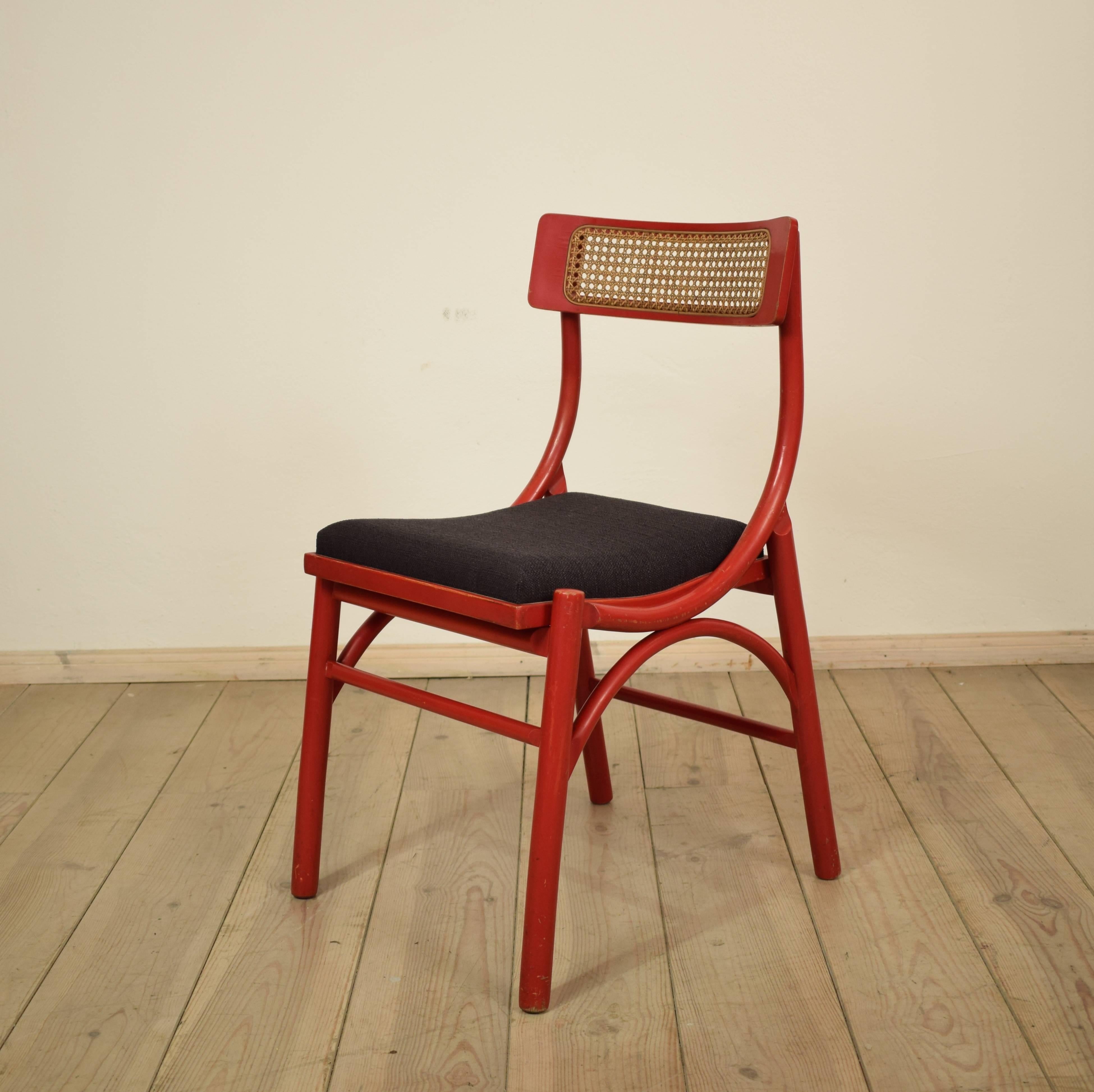 Set of Six Red Italian Dining Chairs from the 1970s In Good Condition In Berlin, DE