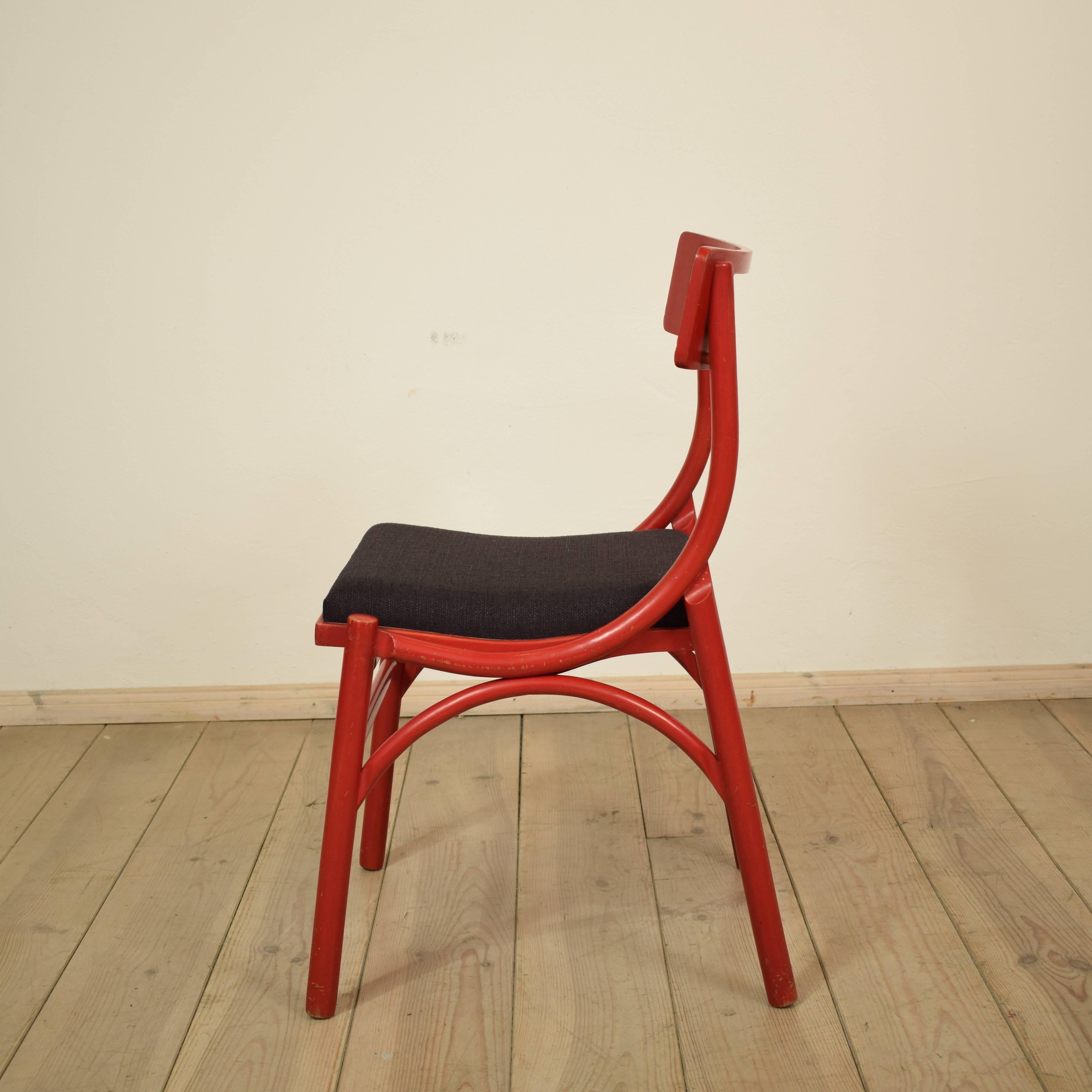 20th Century Set of Six Red Italian Dining Chairs from the 1970s