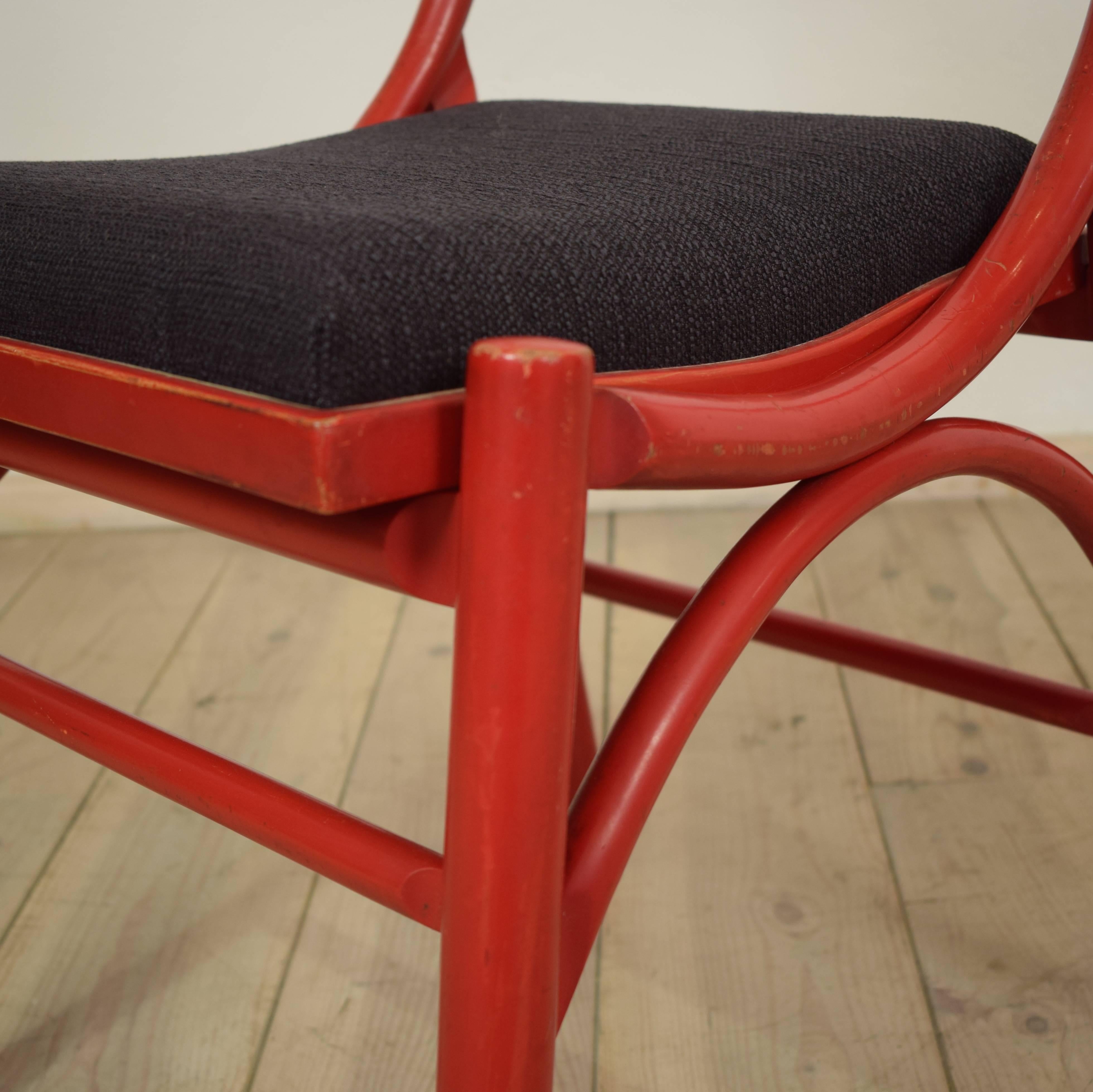 Set of Six Red Italian Dining Chairs from the 1970s 2