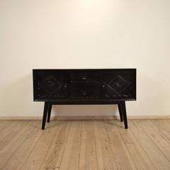 Unusual 1950s Black Sideboard in the Style of Paolo Buffa