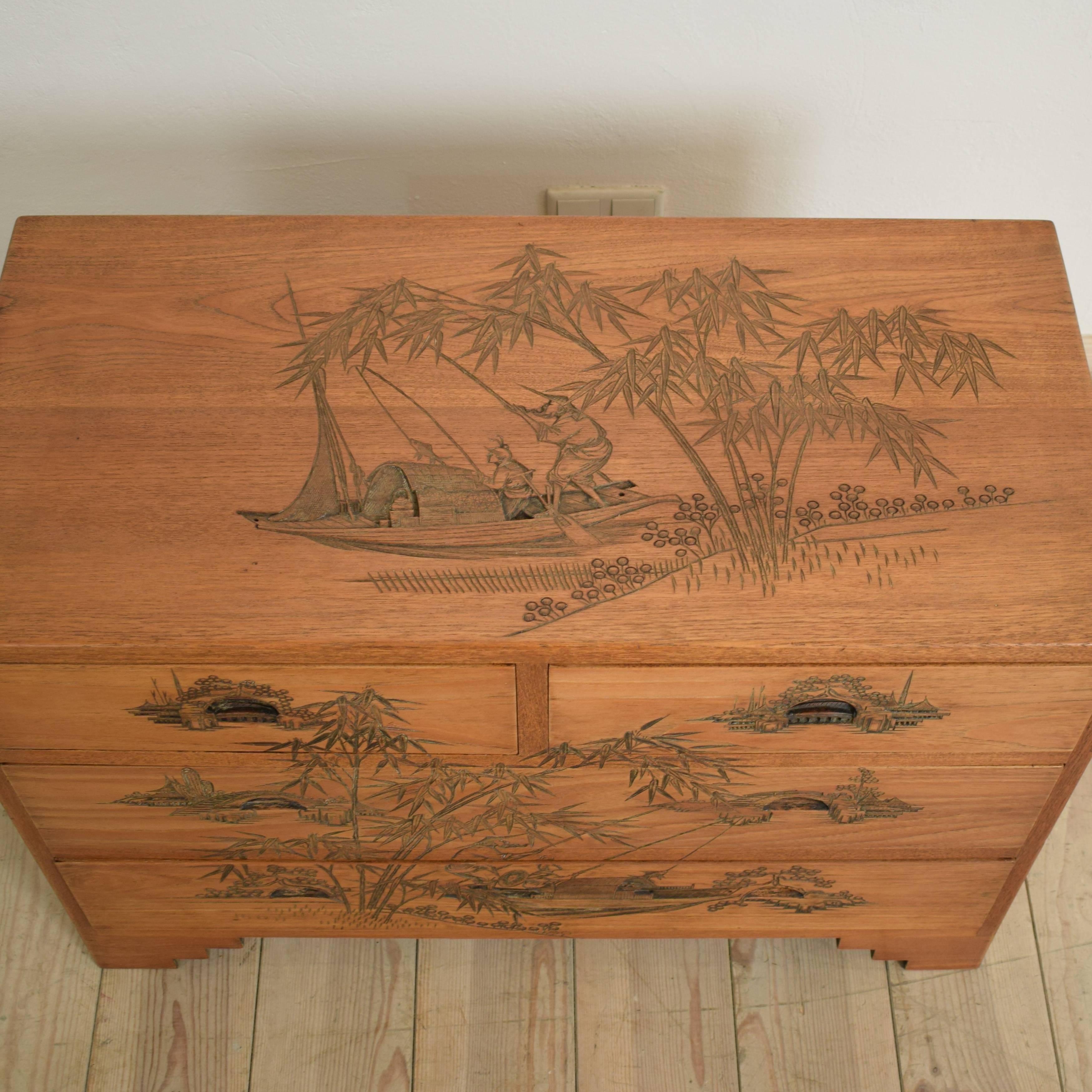 Carved Colonial Chest of Drawers from the 1910s 2