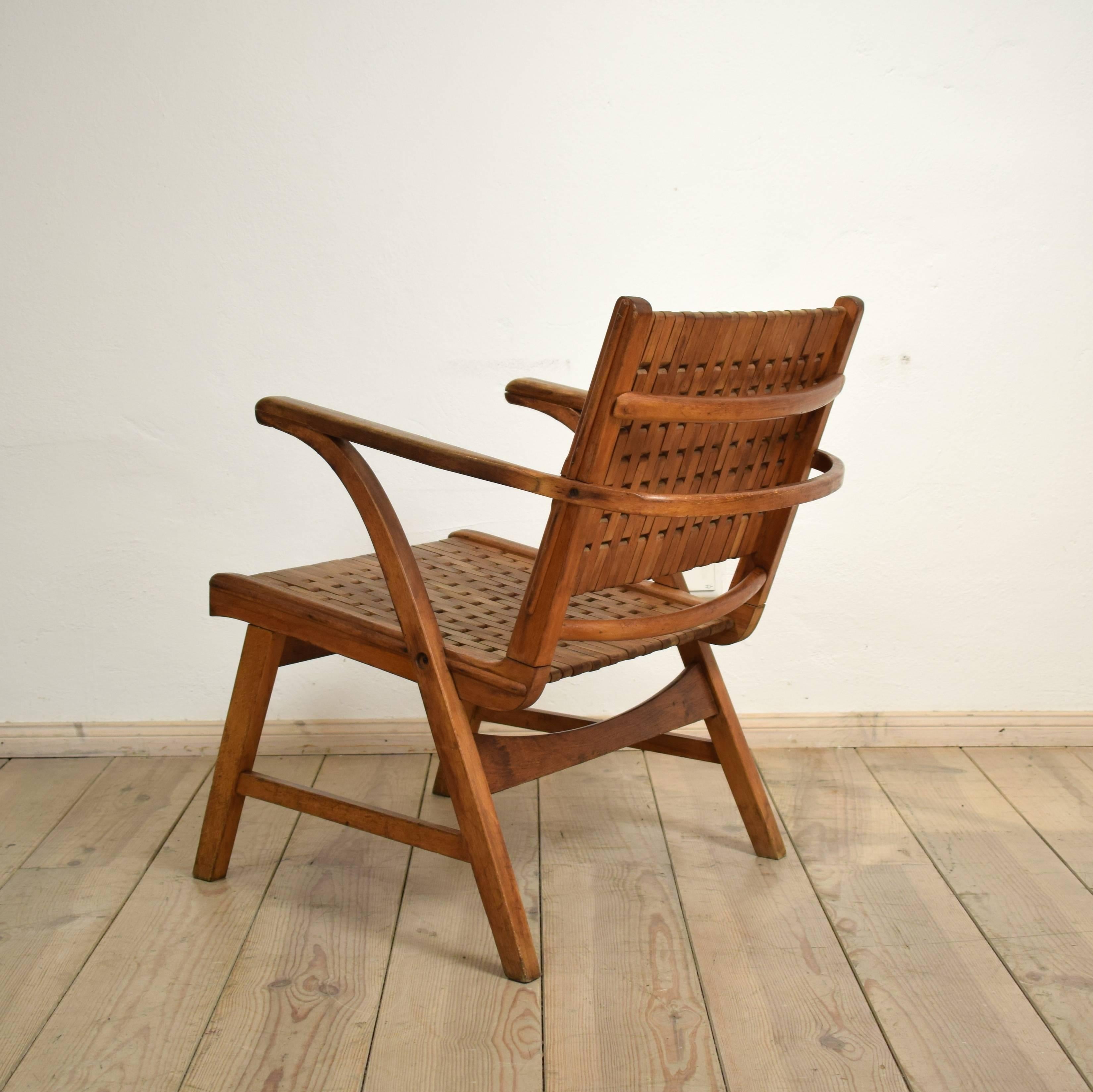 German Beechwood Bauhaus Lounge Chair by Erich Dieckmann