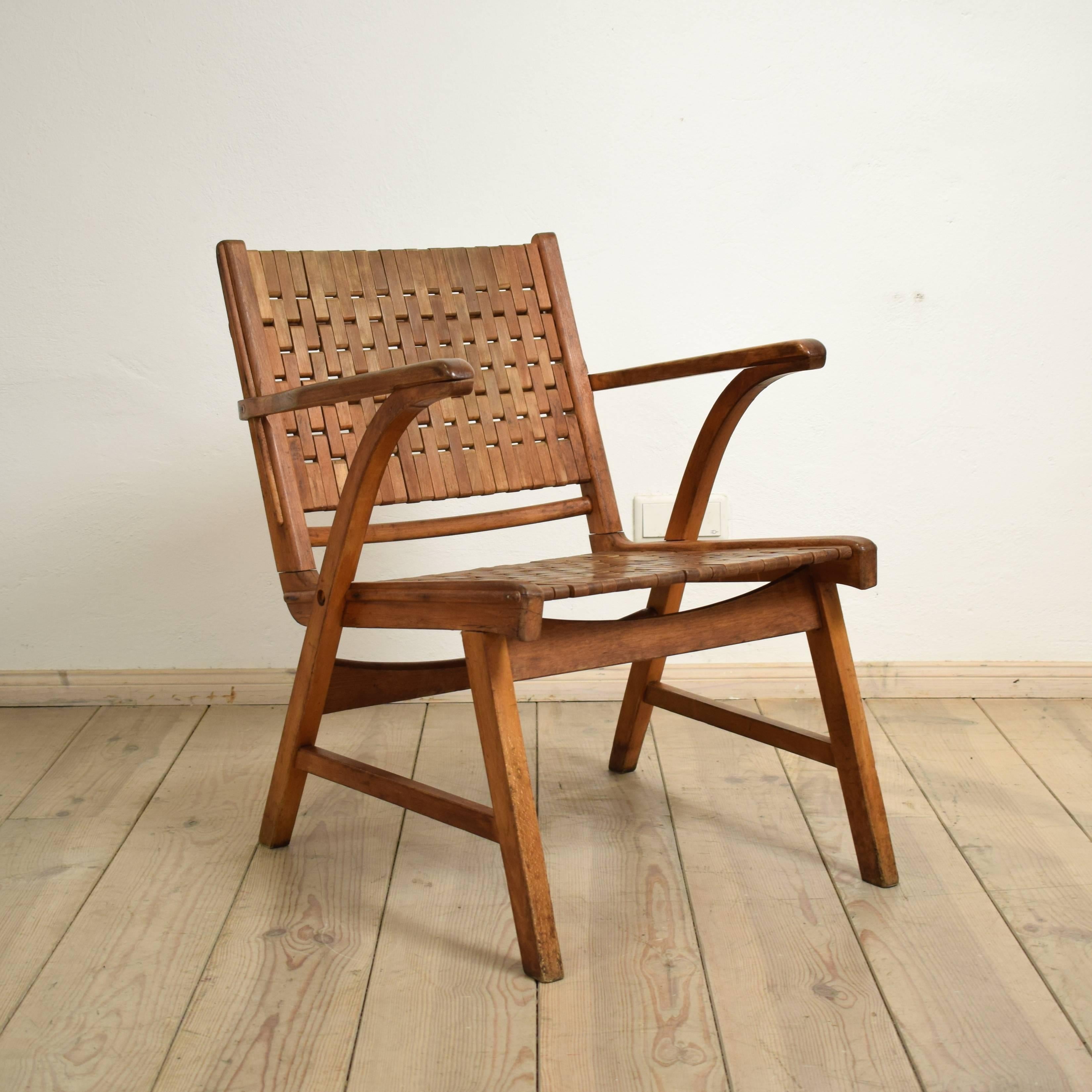 Beechwood Bauhaus Lounge Chair by Erich Dieckmann 1