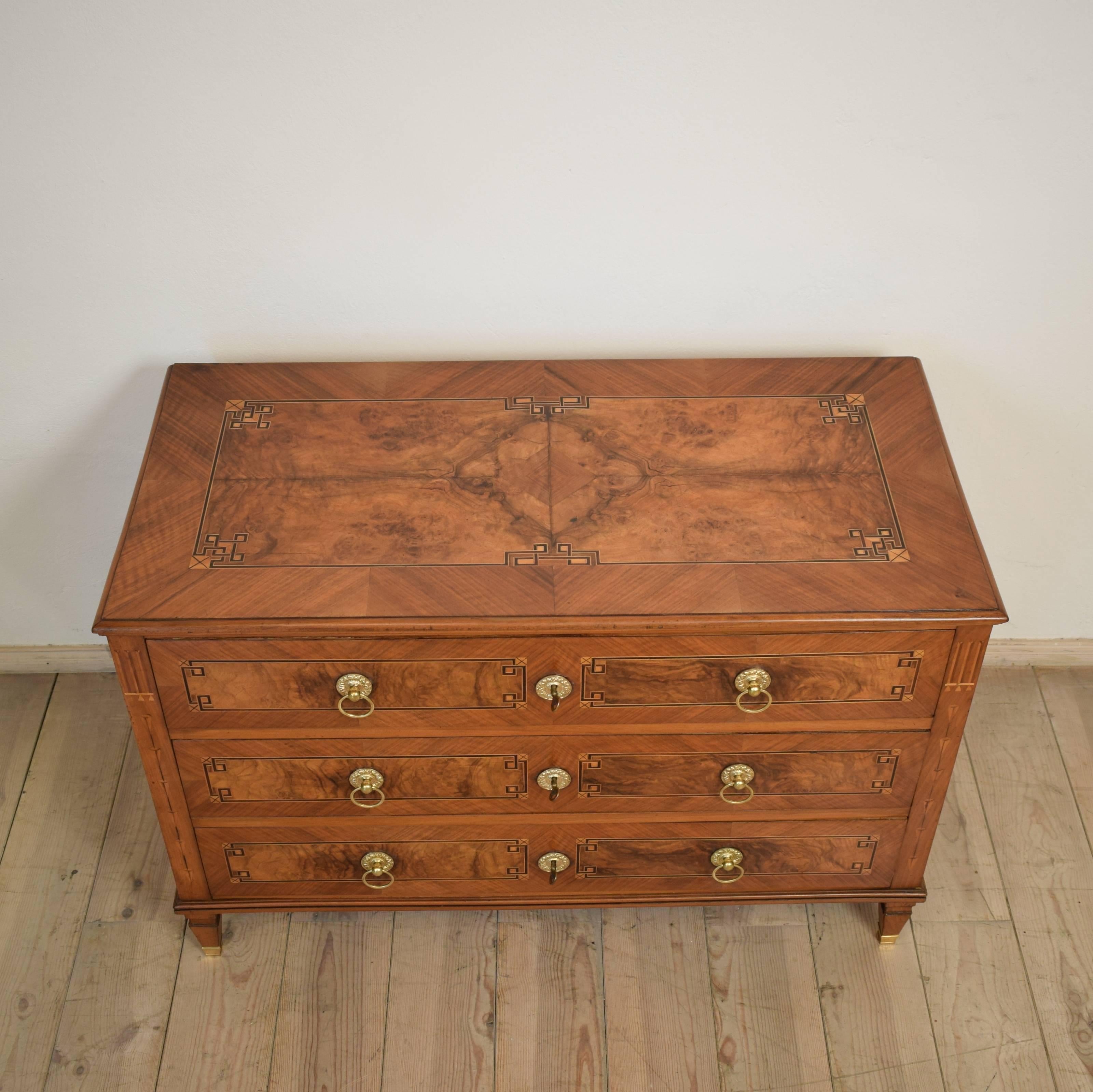 Louis XIV 18th Century German Neoclassical Marquetry Commode, circa 1780