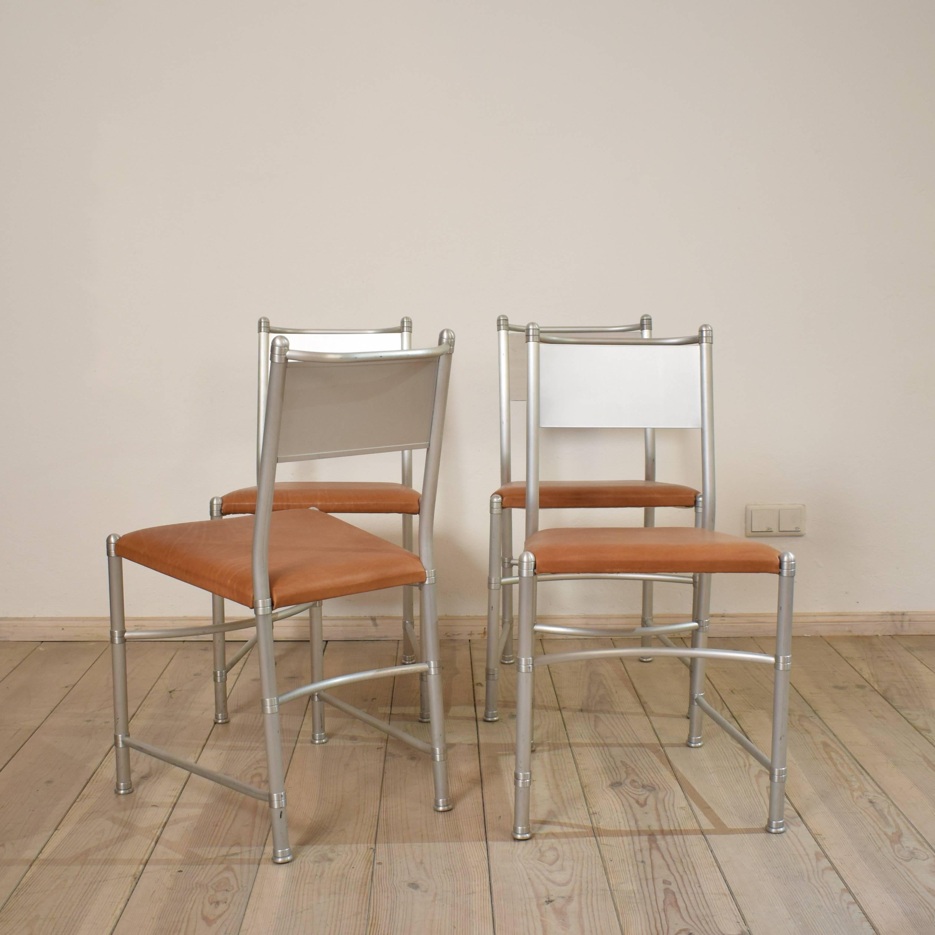 Industrial Set of Four Aluminium Dining Chairs Model 1131 by Warren McArthur