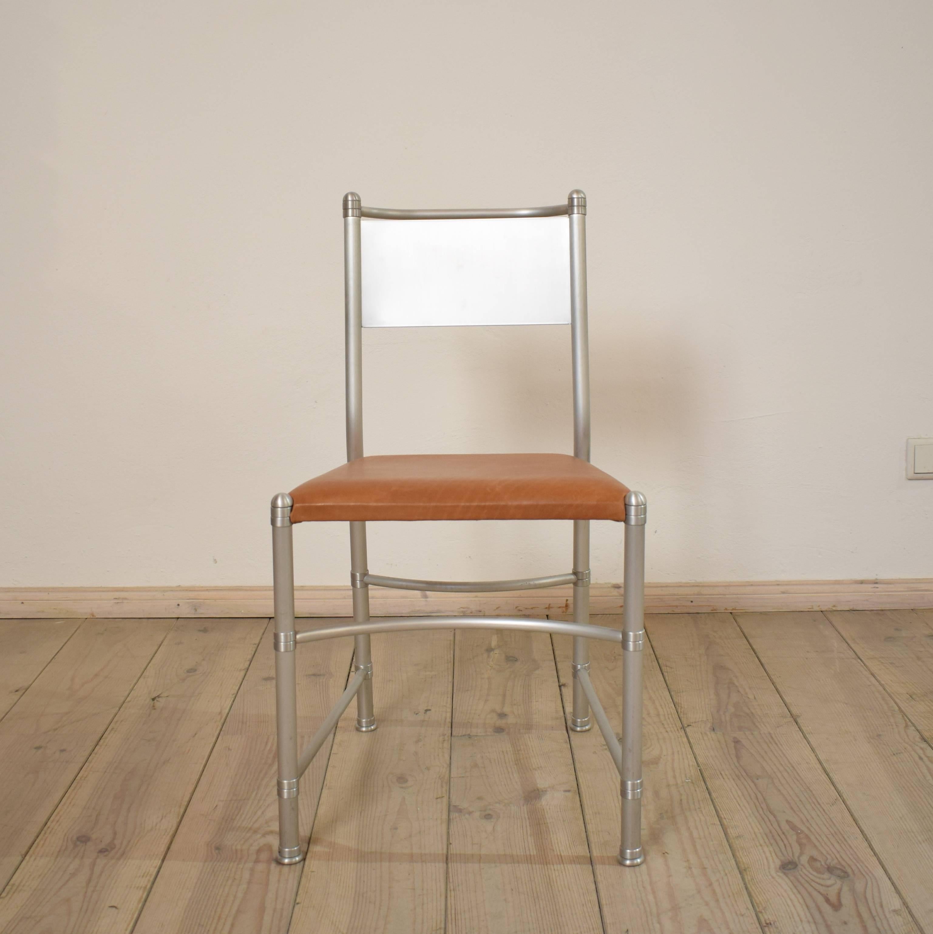 Italian Set of Four Aluminium Dining Chairs Model 1131 by Warren McArthur