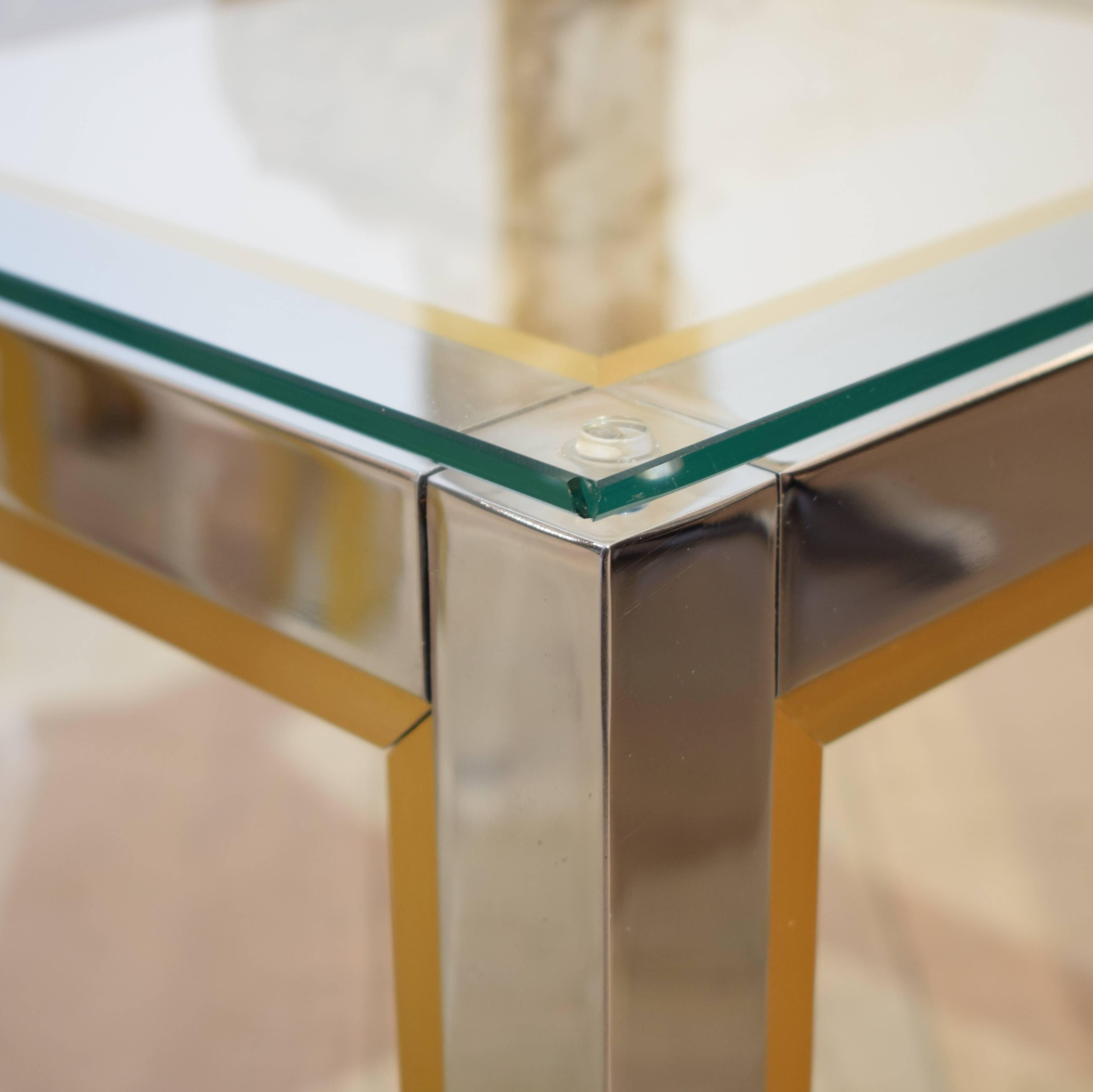 1970s Brass and Chrome Pair of Side Coffee Table by Renato Zevi for Romeo Rega (20. Jahrhundert)
