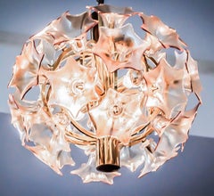 Simon & Schelle Murano Chandelier with Glass Flowers on a Brass Frame