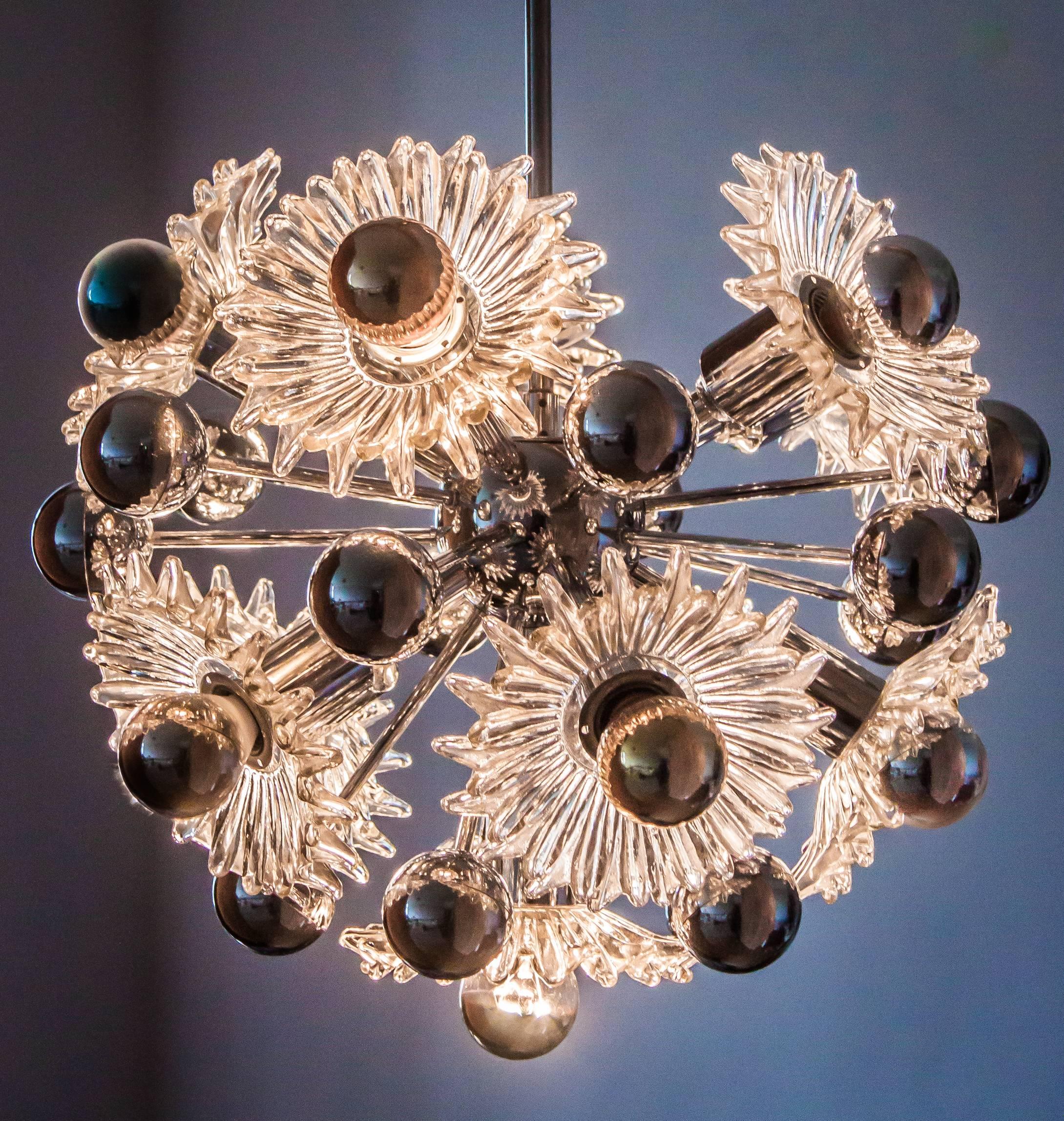 German Cosack Glass Flowers Handmade Decor Pendant Celing Lamp