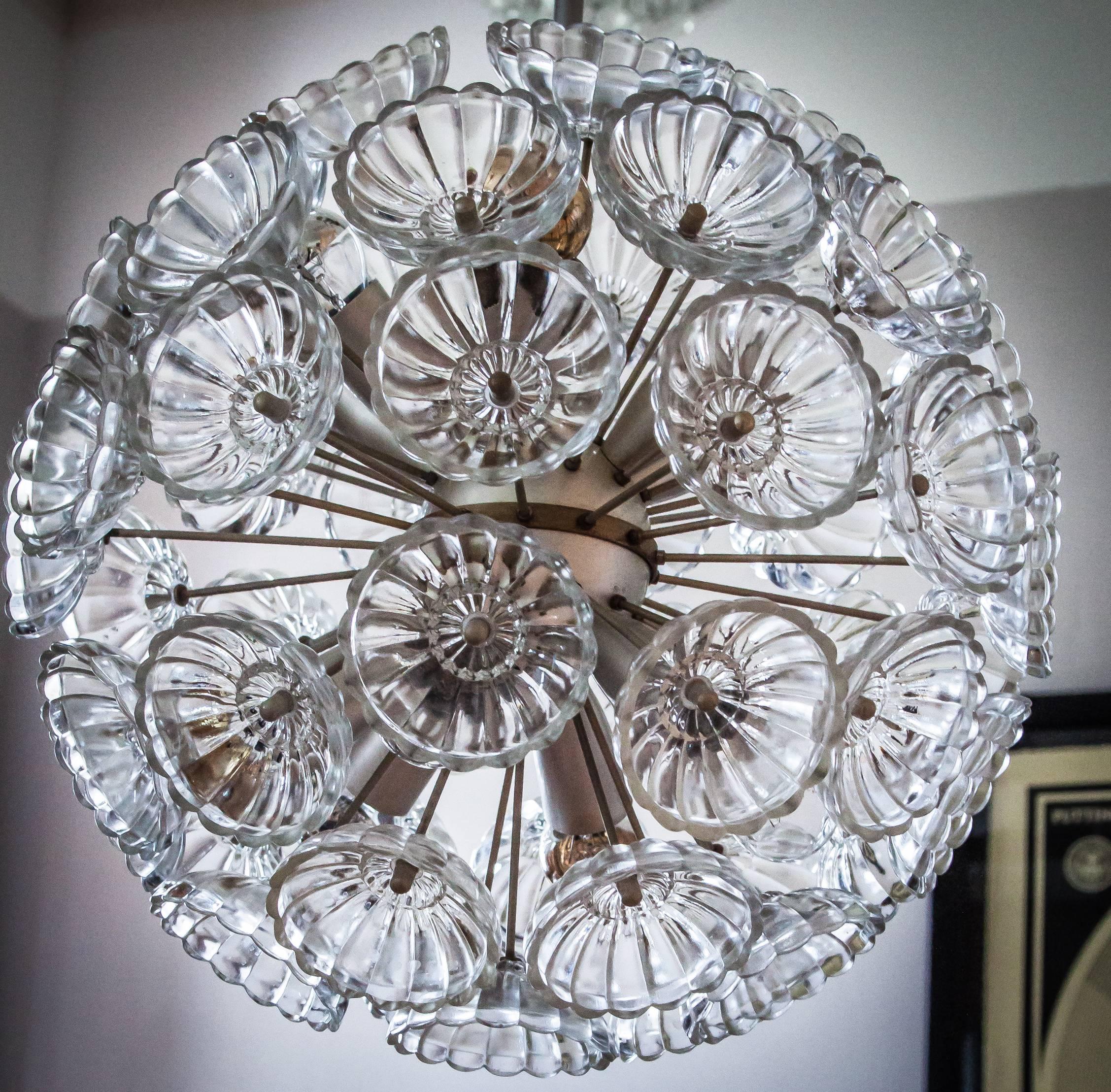 Modern Glass Flower Starburst Silver Dandelion, 1960s, Germany In Excellent Condition In Berlin, DE