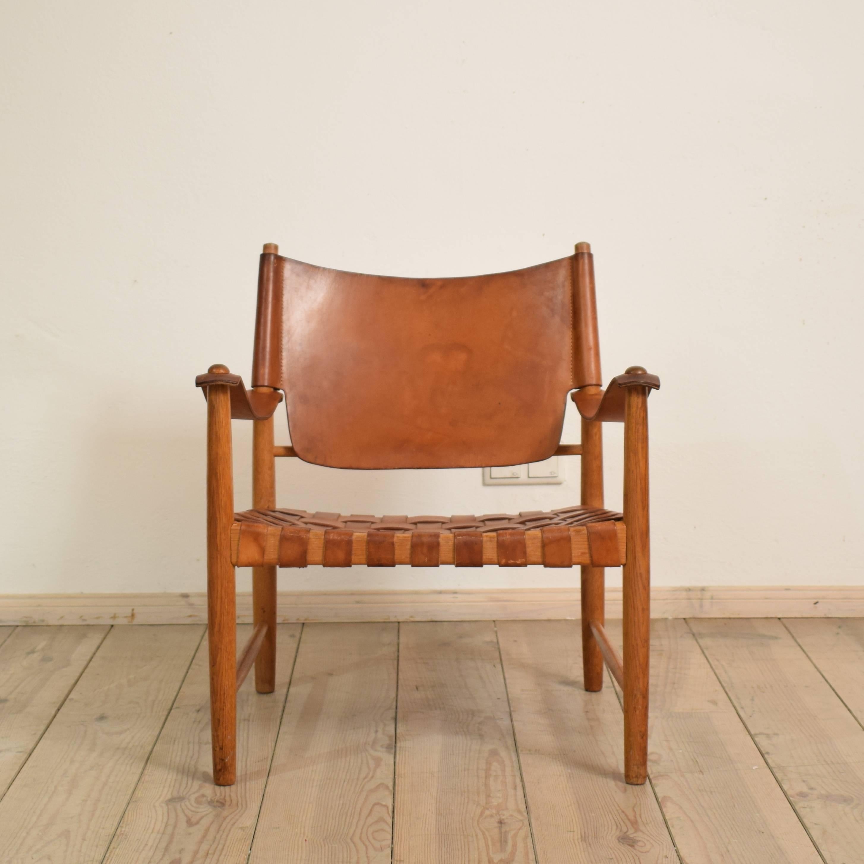 Scandinavian Modern Danish Midcentury Leather Safari Chair