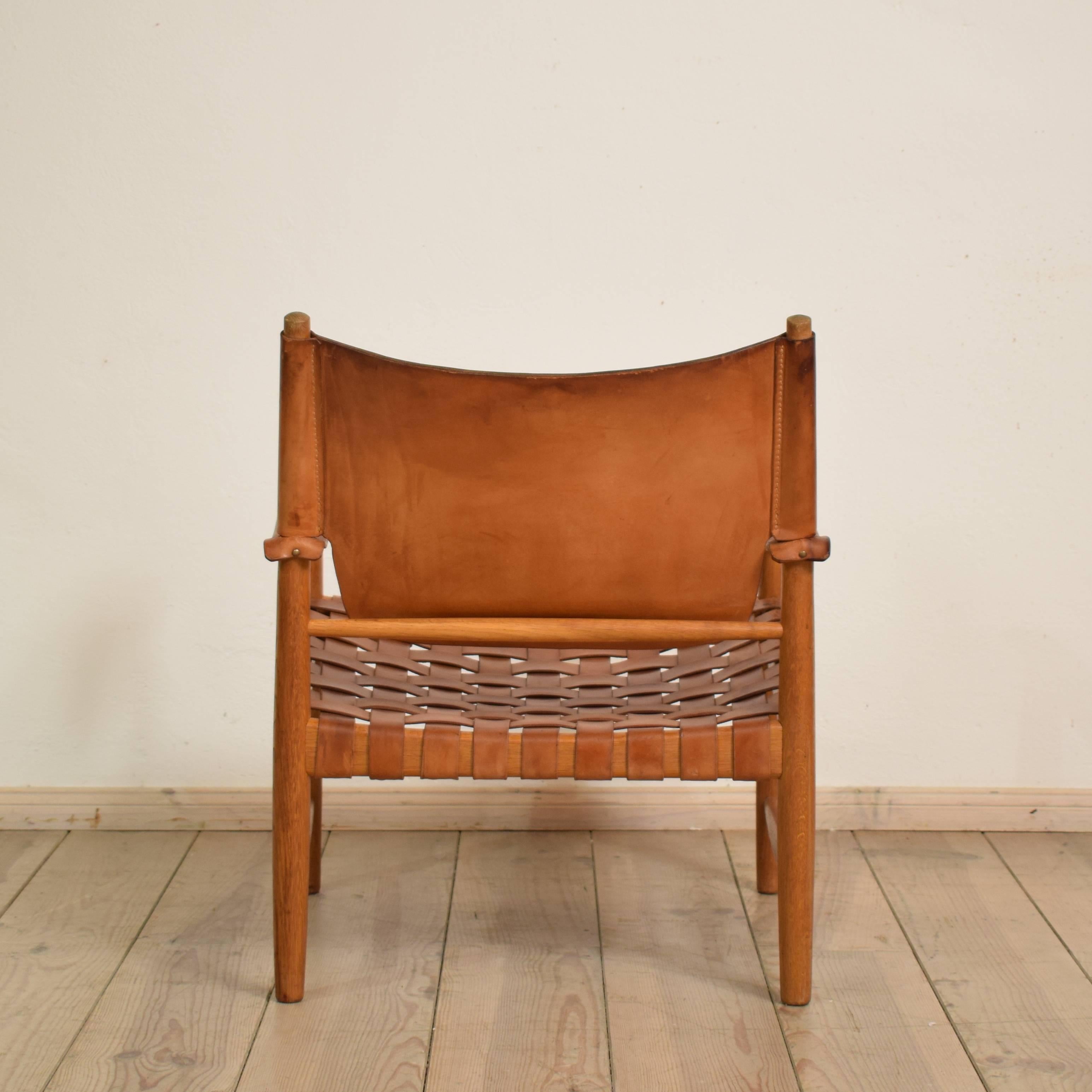Danish Midcentury Leather Safari Chair 2