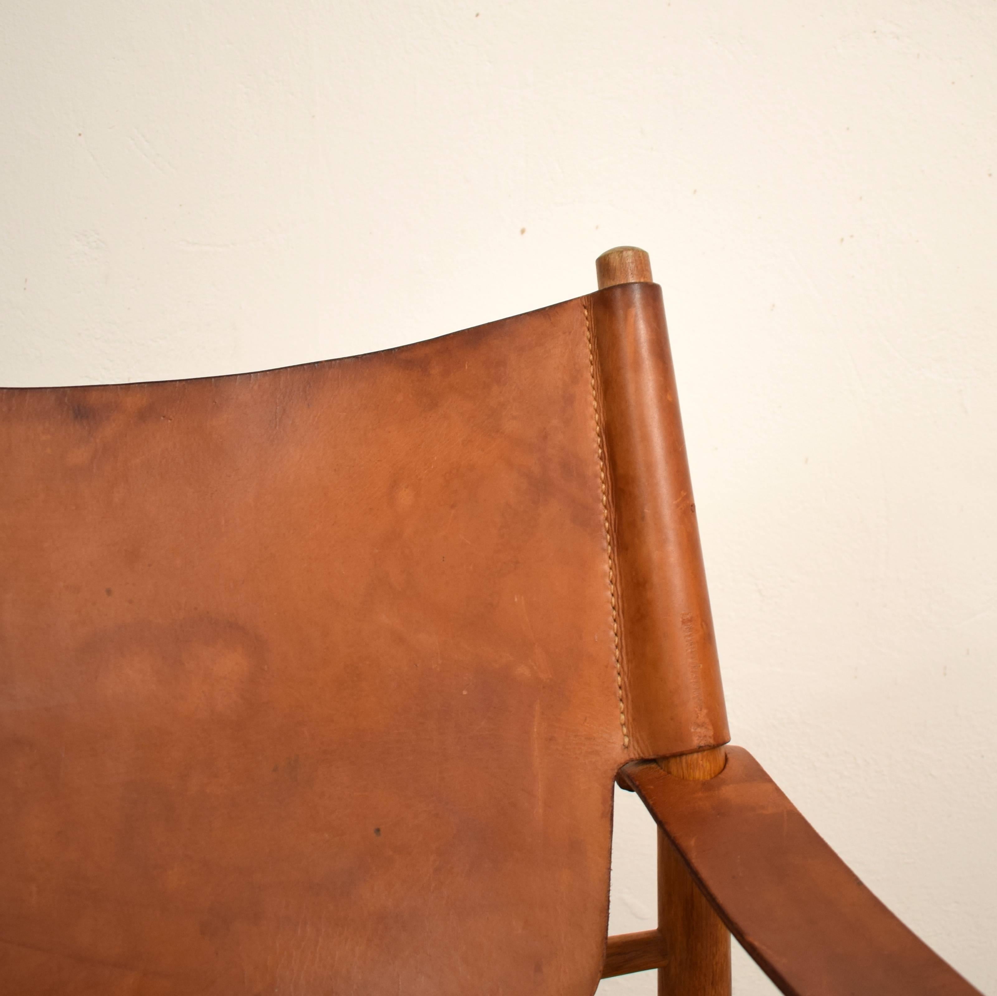 Danish Midcentury Leather Safari Chair 4