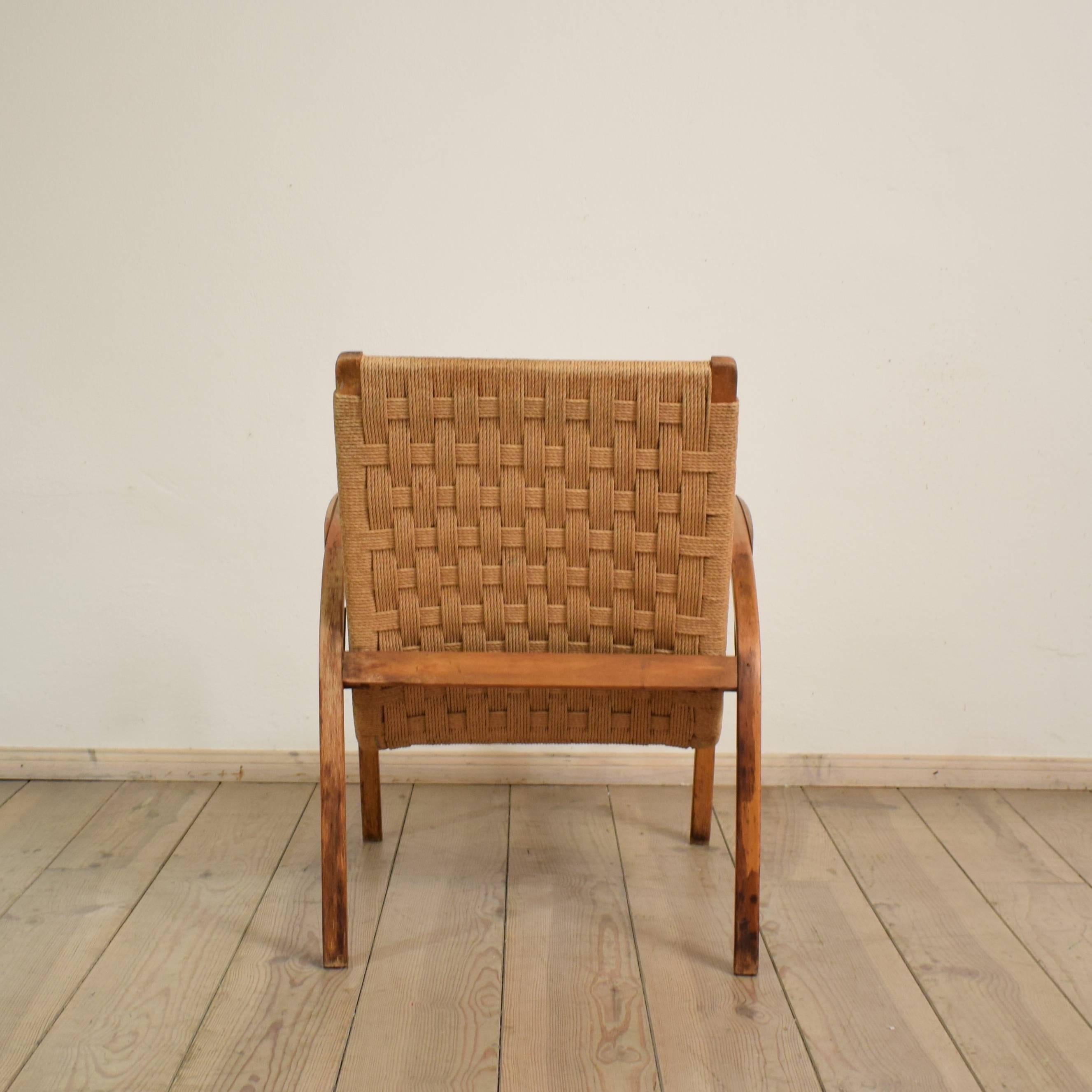 20th Century 1920s Italian Armchair in Beech and Cane