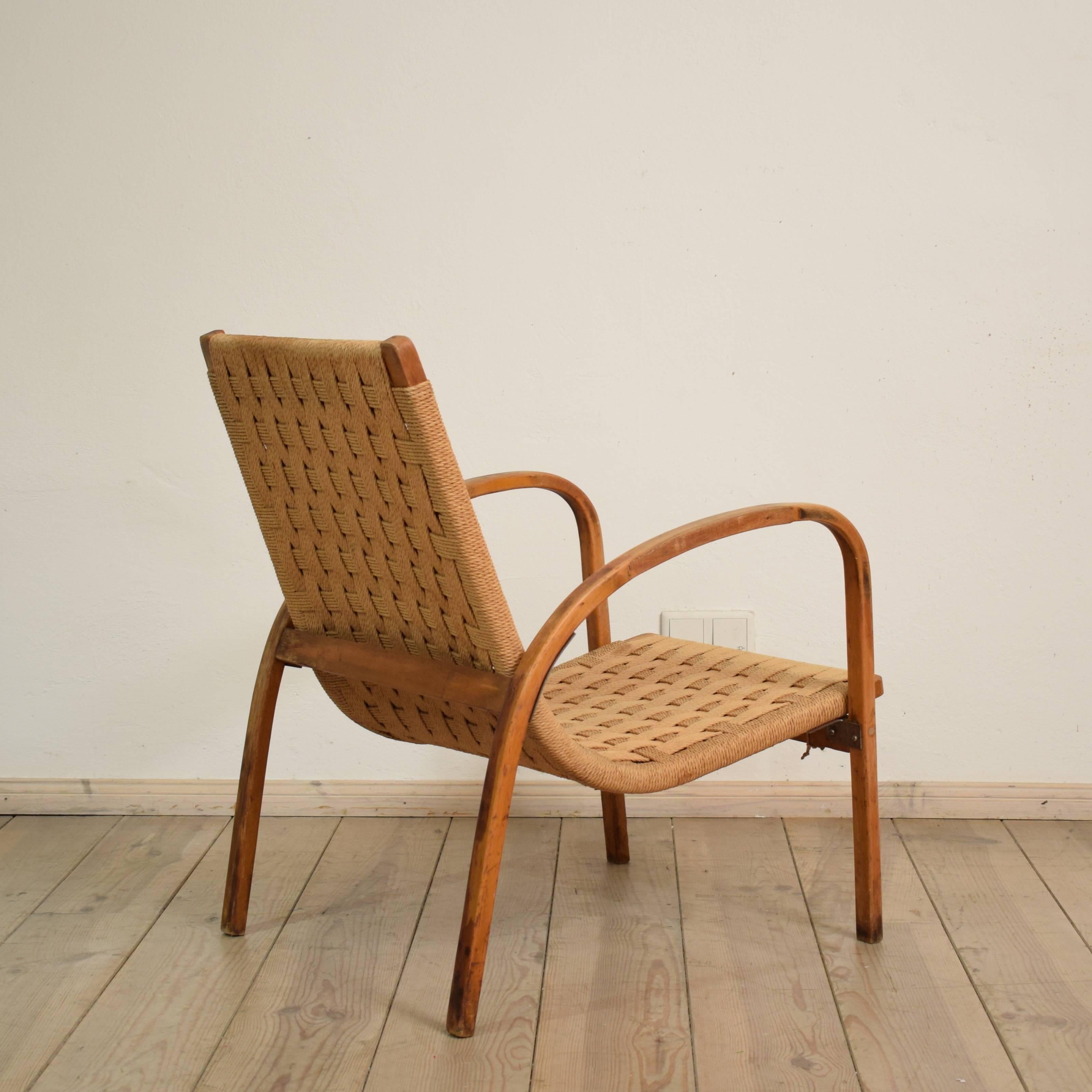 1920s Italian Armchair in Beech and Cane 1