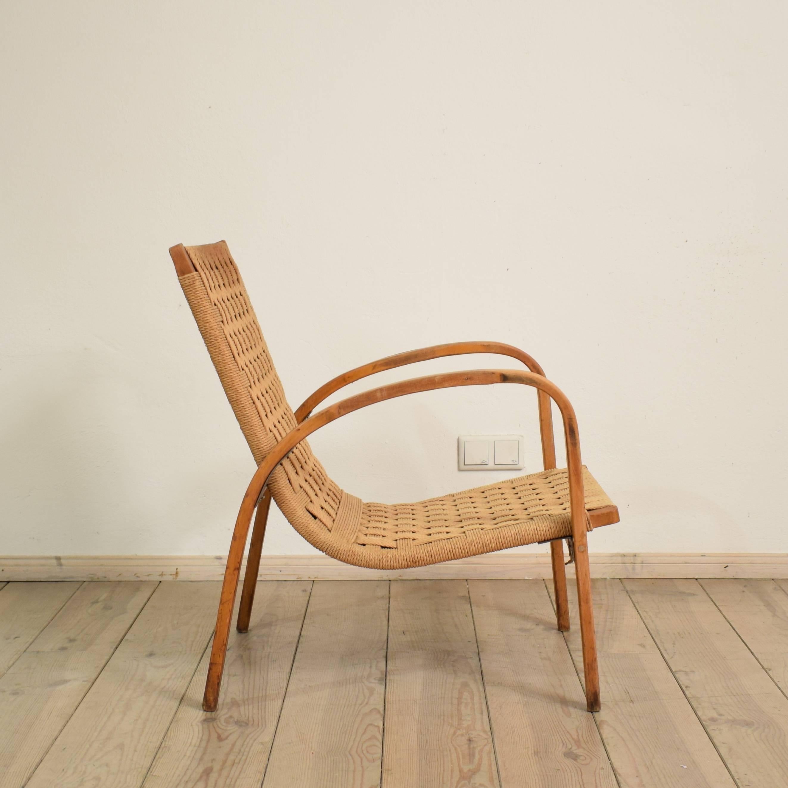1920s Italian Armchair in Beech and Cane 2