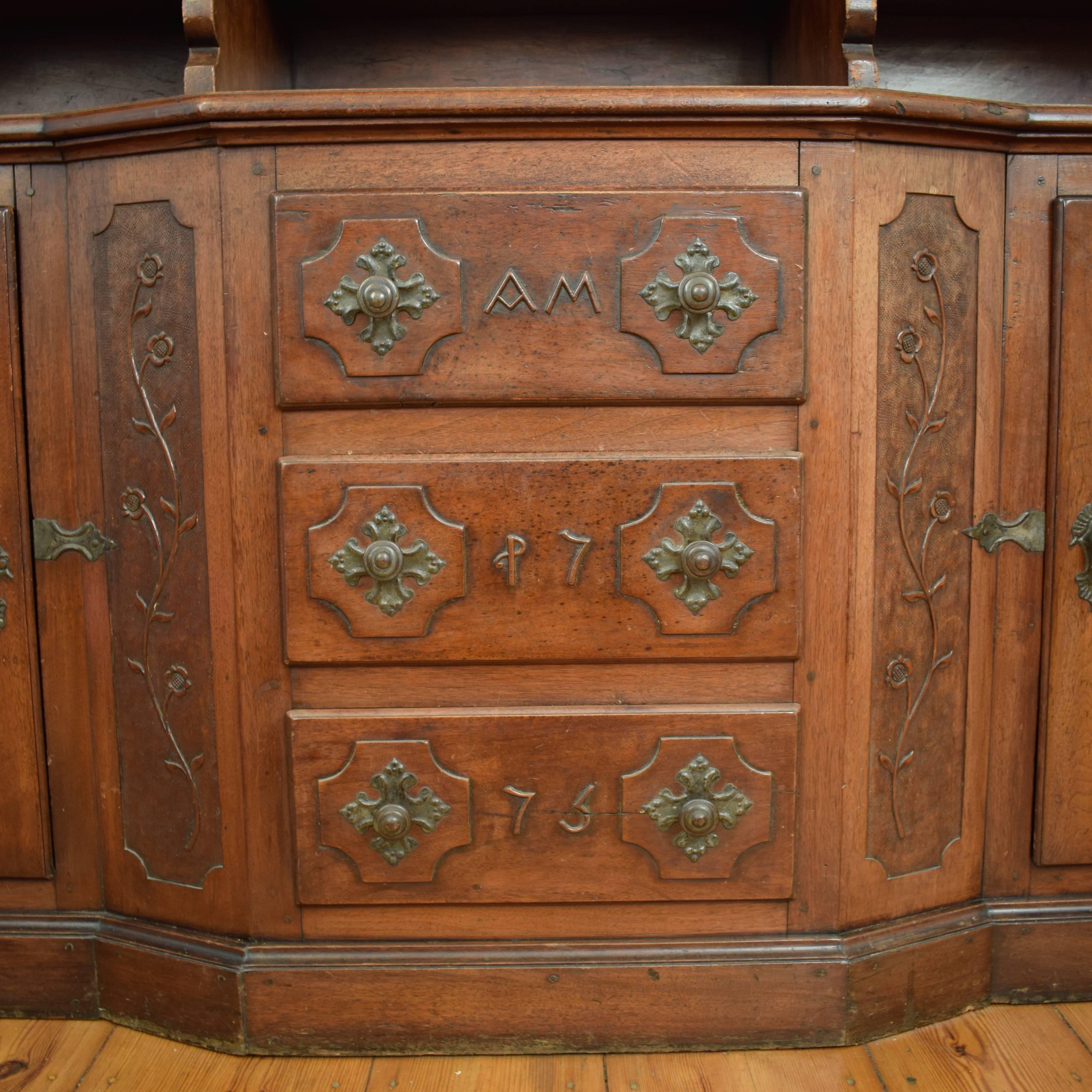 18th Century Bernese Oberland Baroque Walnut Cabinet Buffet 1