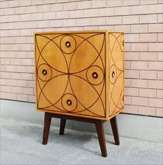1950s Inlaid Wood Cabinet Unique Piece by Arch Mino Luignoli