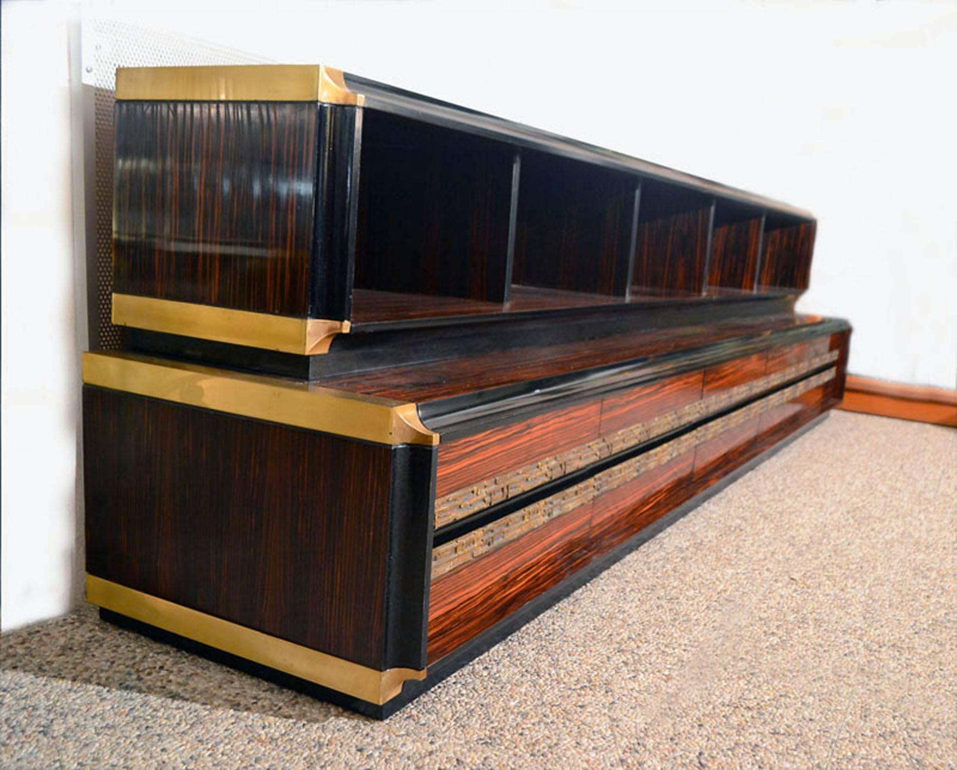 Mid-Century Modern Luciano Frigerio 'Desiree' Ebony Long Cabinet from the 1970s For Sale