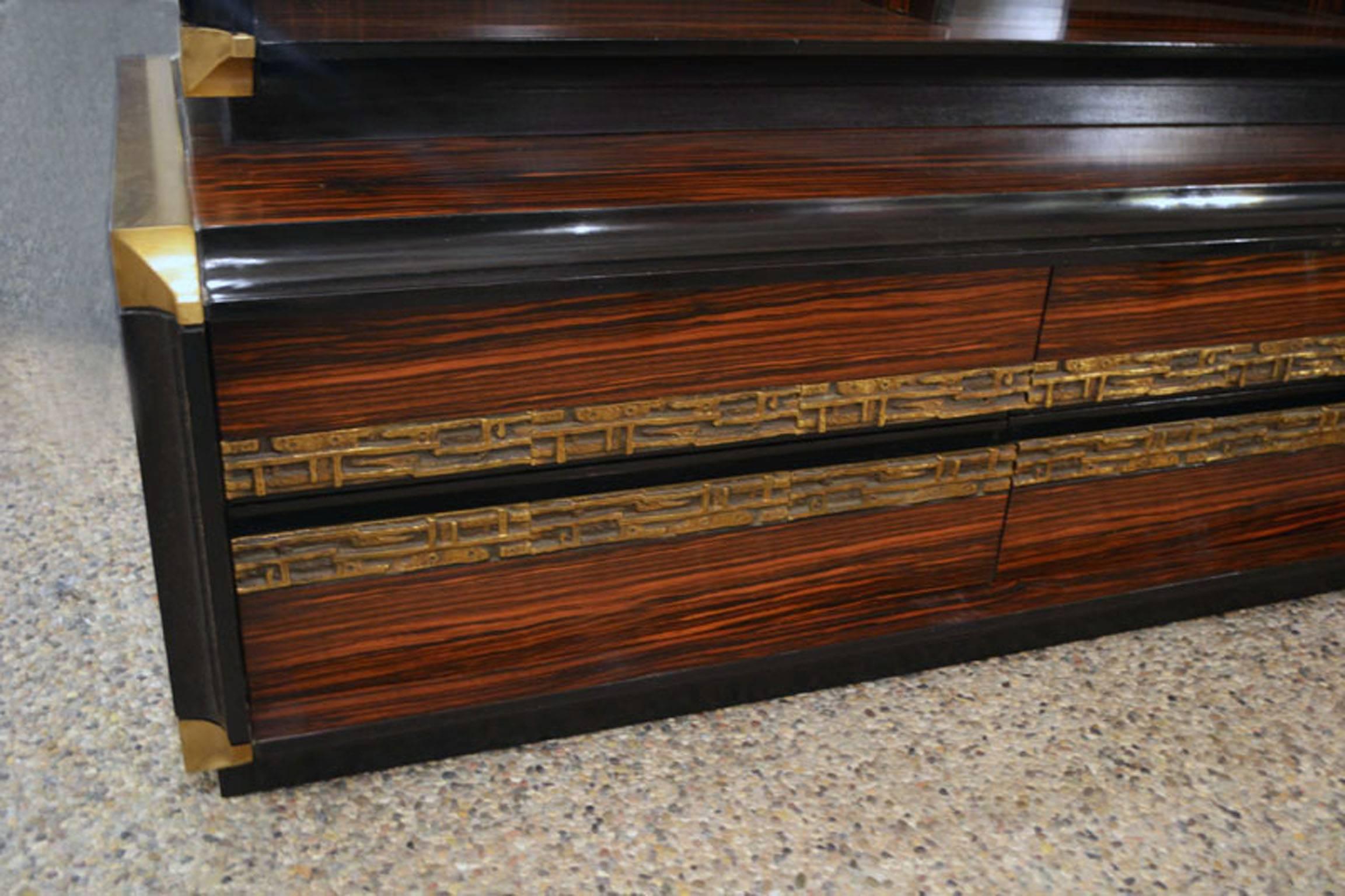 Cast Luciano Frigerio 'Desiree' Ebony Long Cabinet from the 1970s For Sale