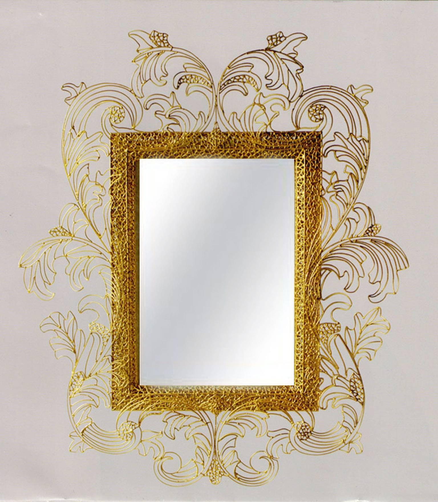 Metal Handmade Console with Mirror in Baroque Style Unique Piece by A Spazzapan, 2010 For Sale