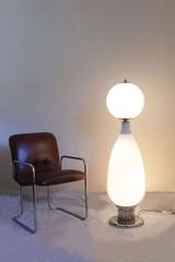 Stilnovo Rare Floor Lamp from Early 1960s in Opaline Glass and Chromed Metal